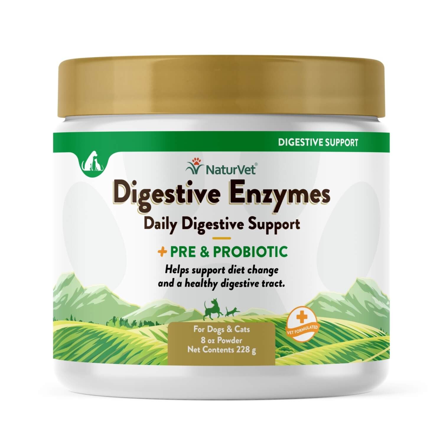 Naturvet Digestive Enzymes Plus Pre & Probiotics Powder Supplement For Dogs & Cats