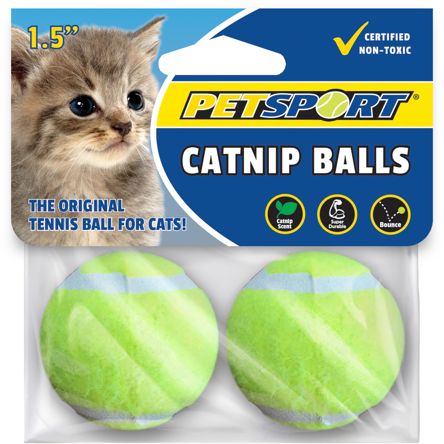 Petsport Usa Catnip Balls Cat Toy, Yellow, 2 Pack