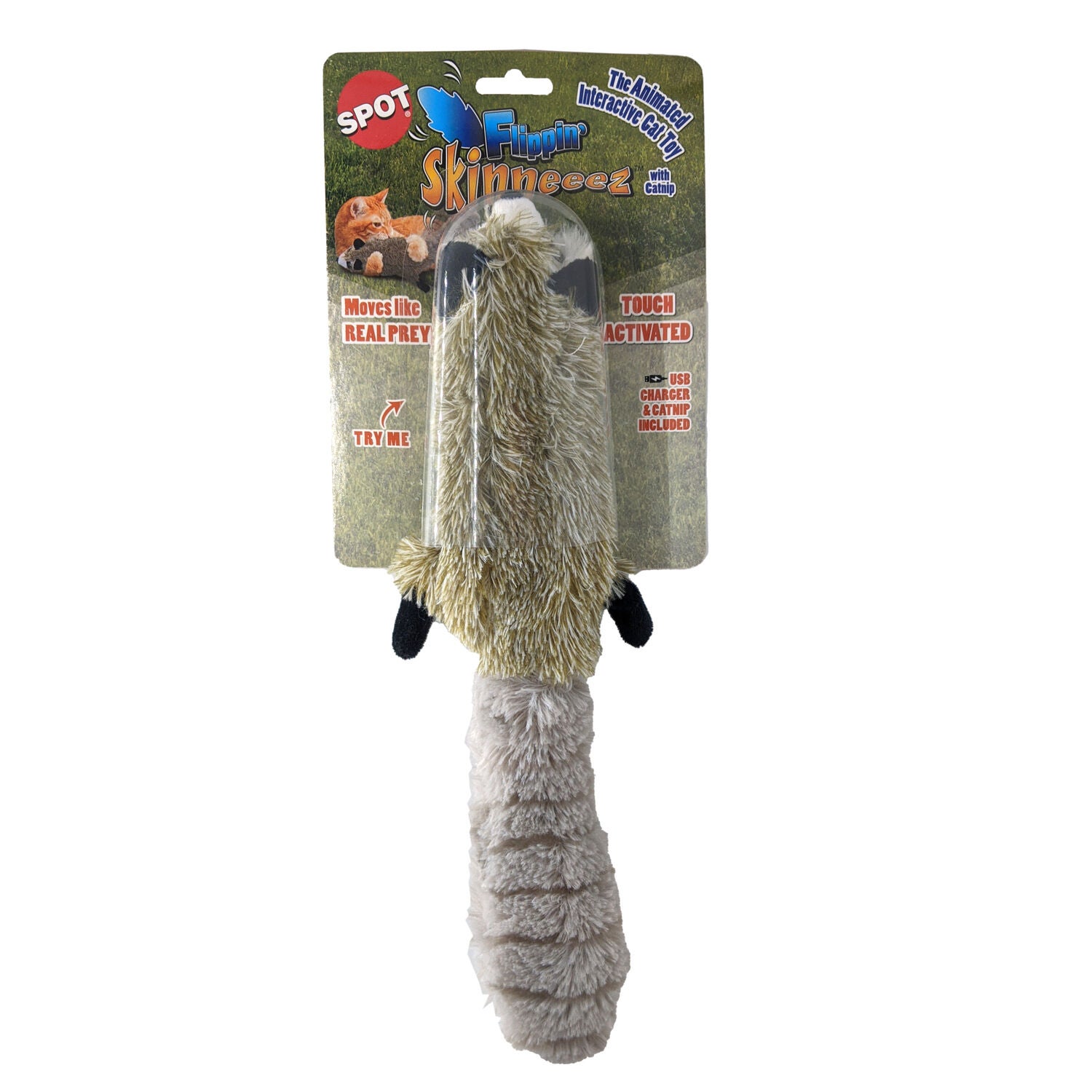 Spot Flippin' Skinneeez Raccoon Interactive Catnip Cat Toy, 15"