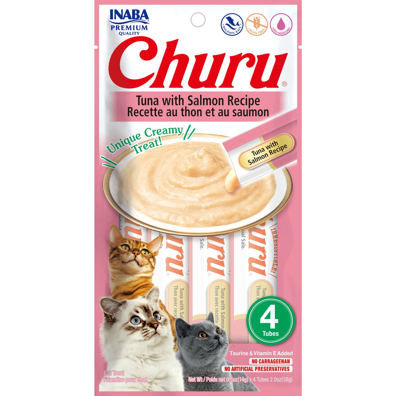 Inaba Churu Tuna With Salmon Recipe Lickable Cat Treats, 4 - 0.5Oz Tubes