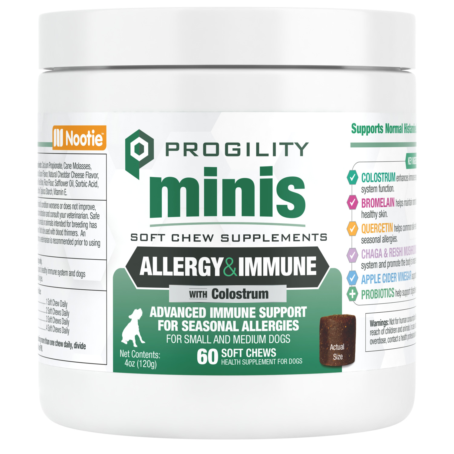 Progility Mini Allergy & Immune Soft Chew Dog Supplement For Small & Medium Dogs, 60Ct