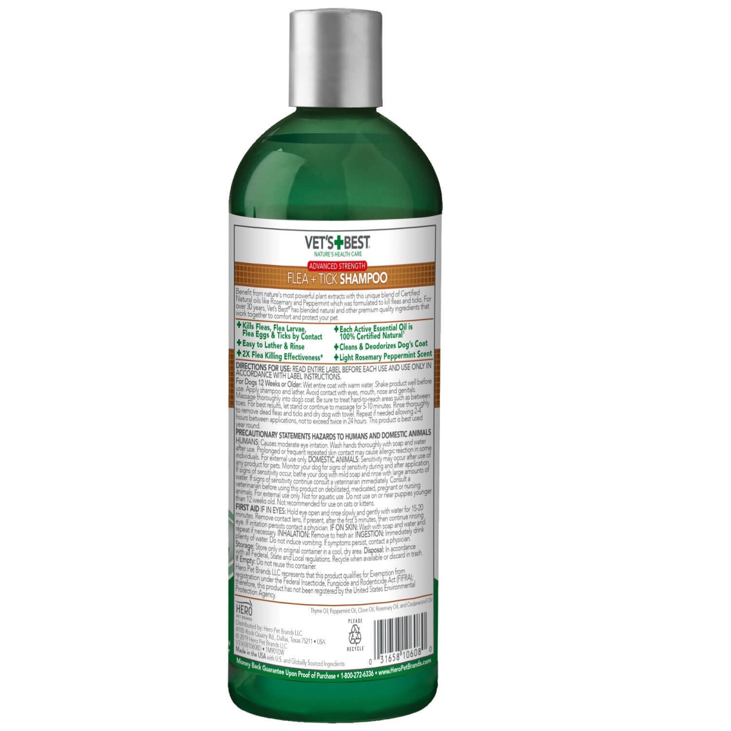 Vet's Best Advanced Strength Flea And Tick Dog Shampoo For Dogs & Puppies