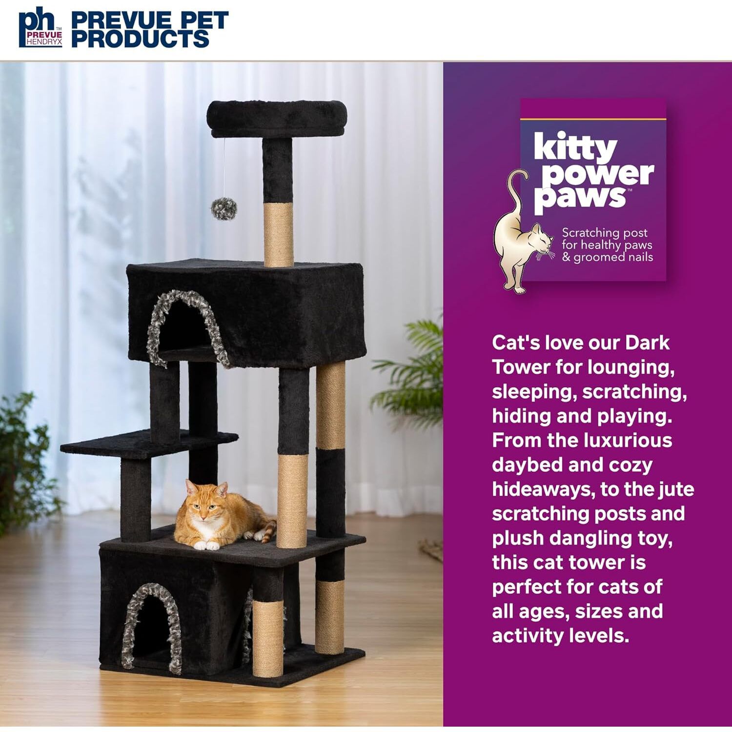 Prevue Pet Products Dark Tower Cat Tree Tower And Hideout