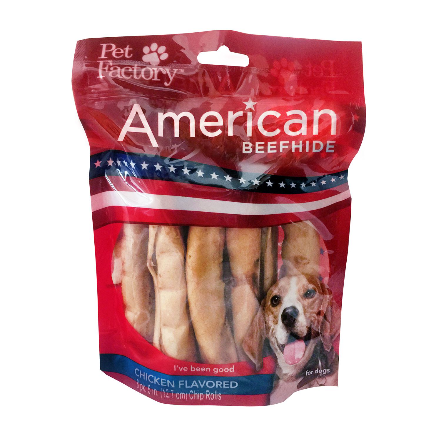 Pet Factory Beefhide Chip Rolls - Chicken Flavored Dog Treat
