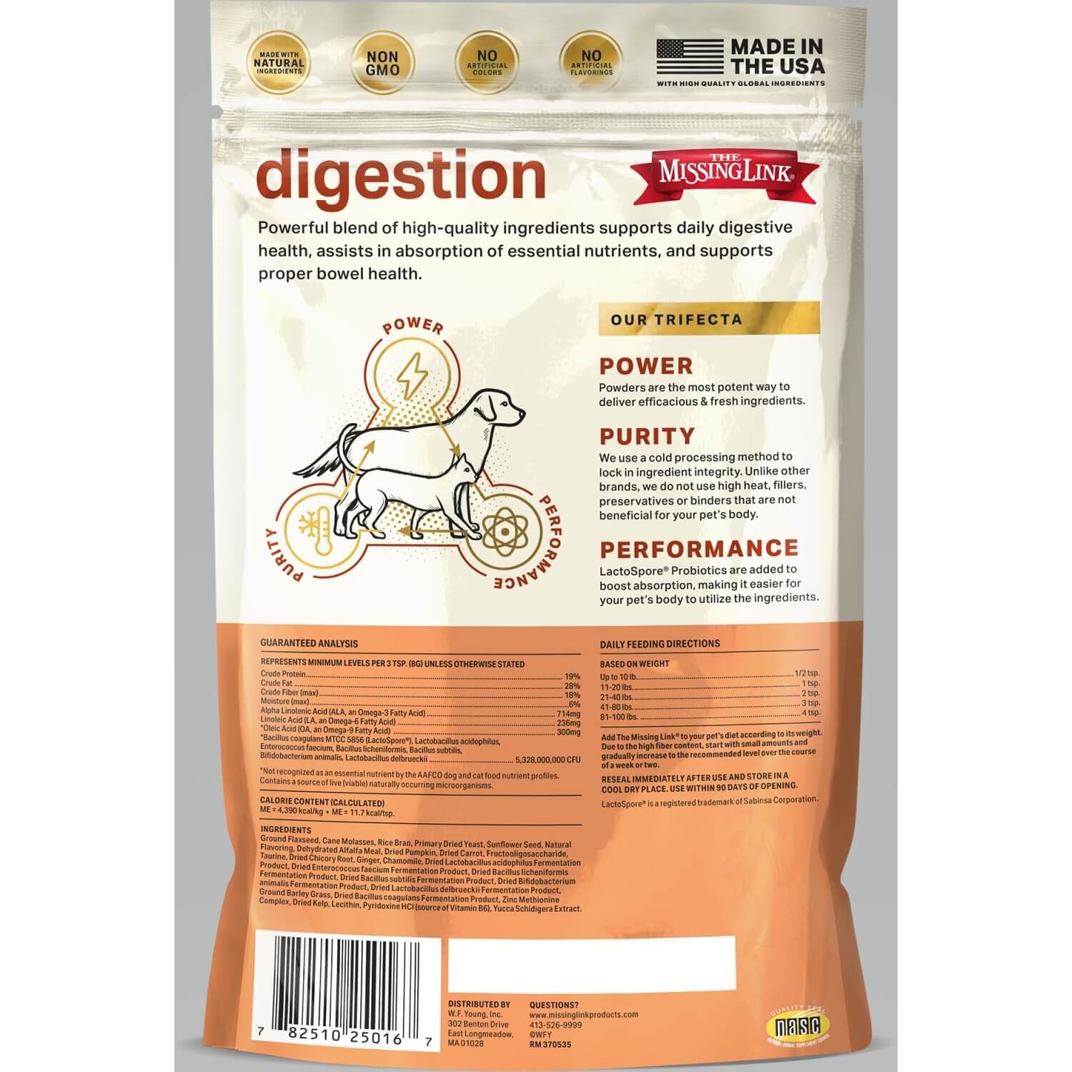 The Missing Link Superfood Powders Digestion Supplement For Dogs And Cats, 1 Lb Bag