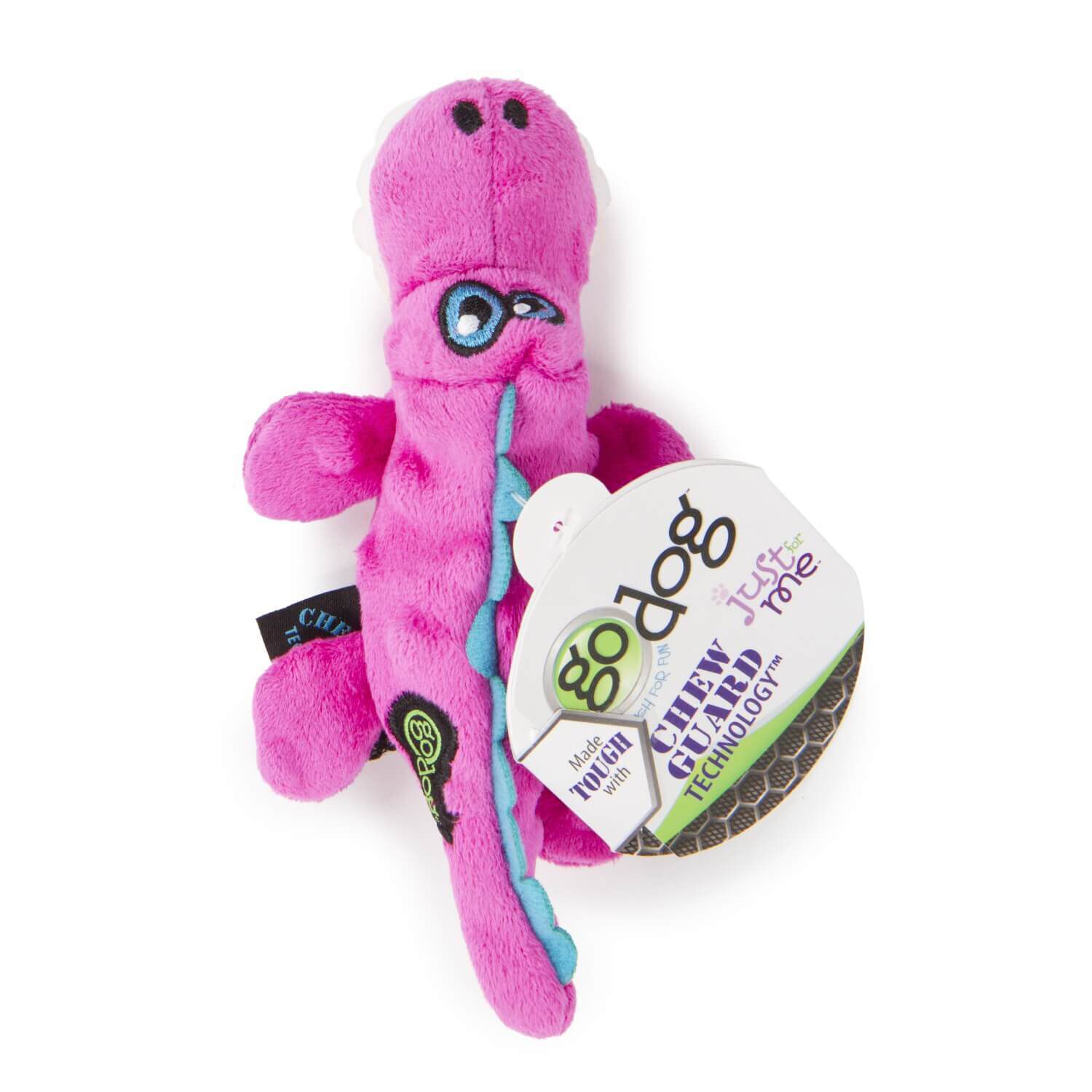 Godog Just For Me Gators Squeaky Plush Dog Toy - Pink  Mini