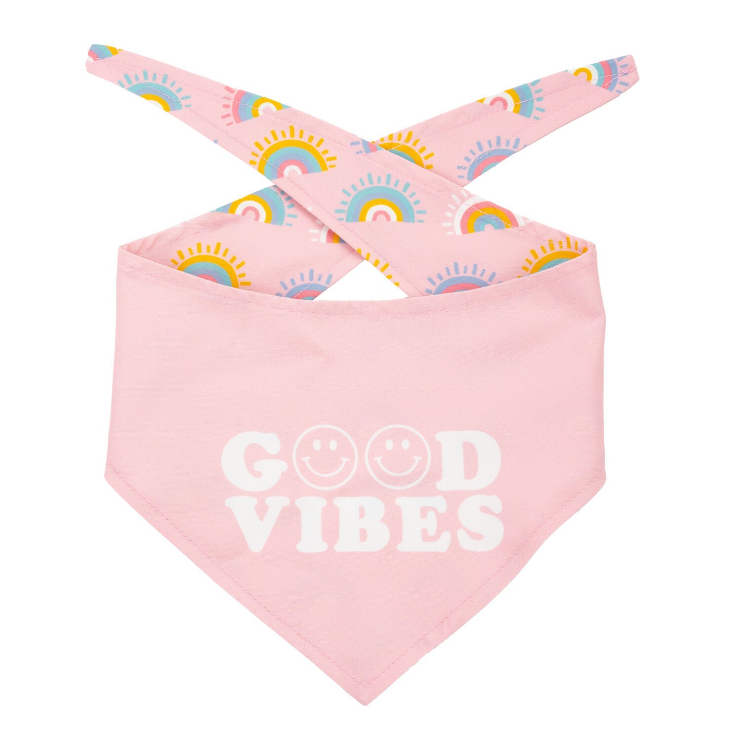Simply Dog Reversible Good Vibes Dog Bandana, Pink