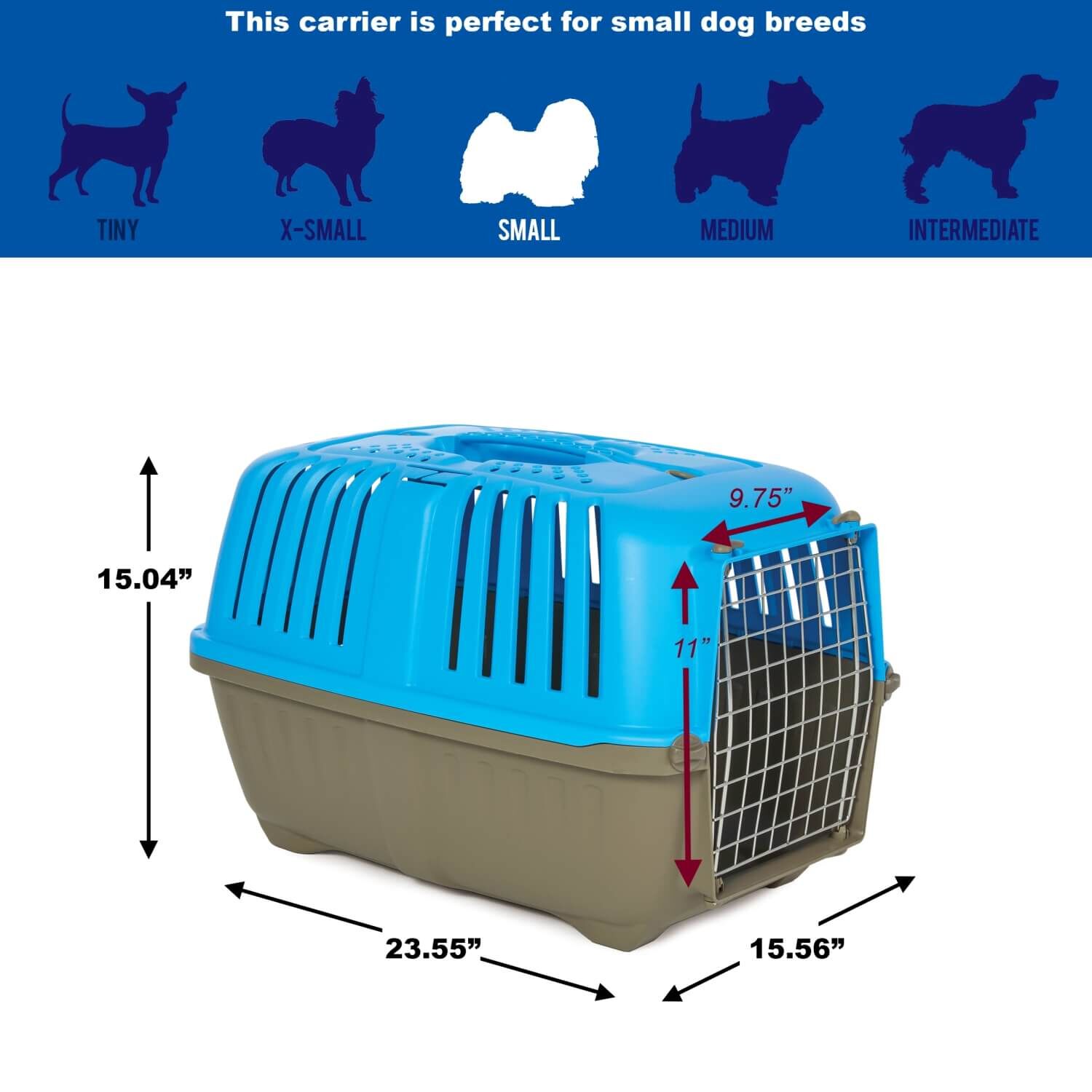 Midwest Spree Blue Plastic Hard-Sided Pet Carrier