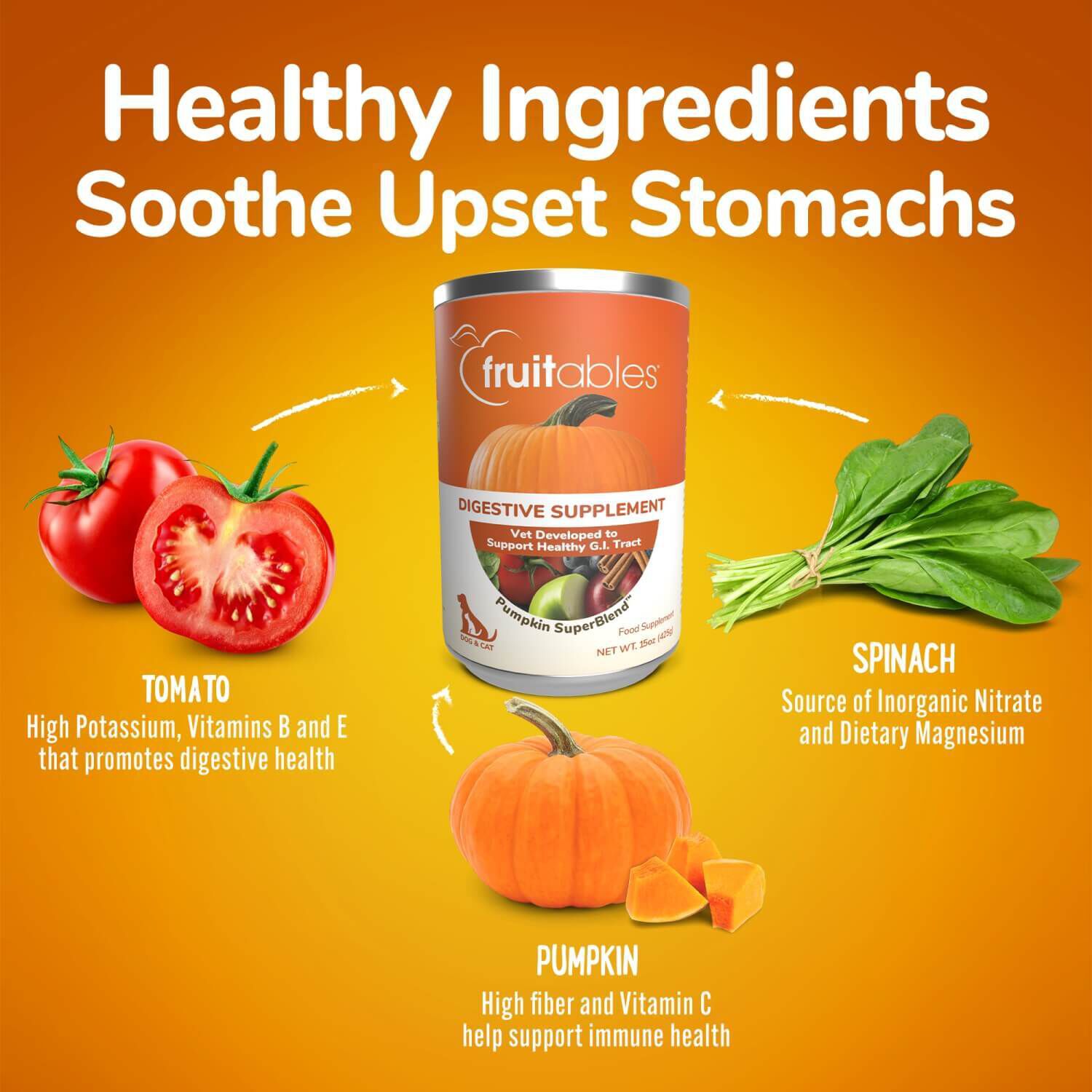 Fruitables Superblend Digestive Supplement With Pumpkin Food Topper For Dogs & Cats