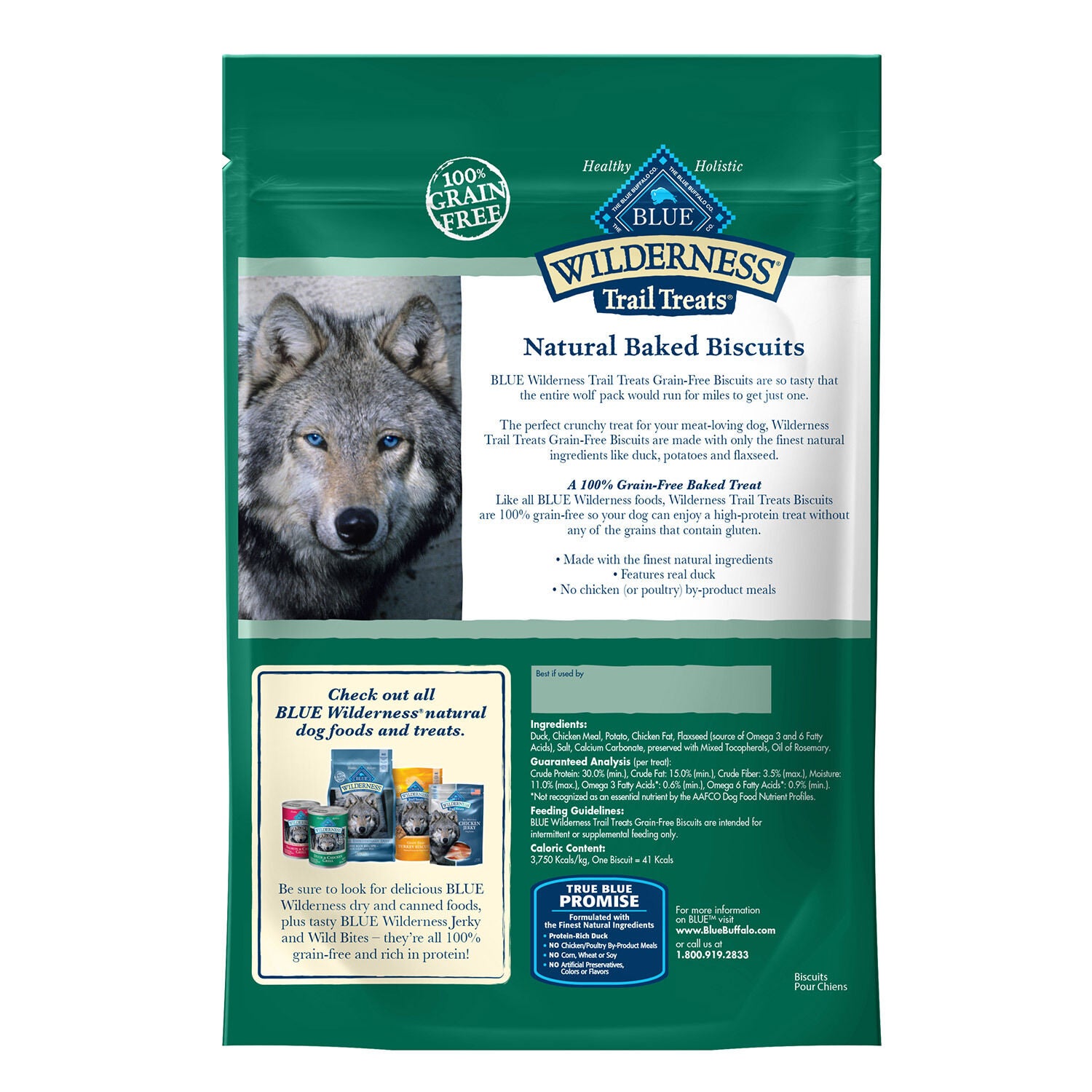 Blue Buffalo Wilderness Trail Treats Grain-Free Biscuits Duck Recipe Dog Treats