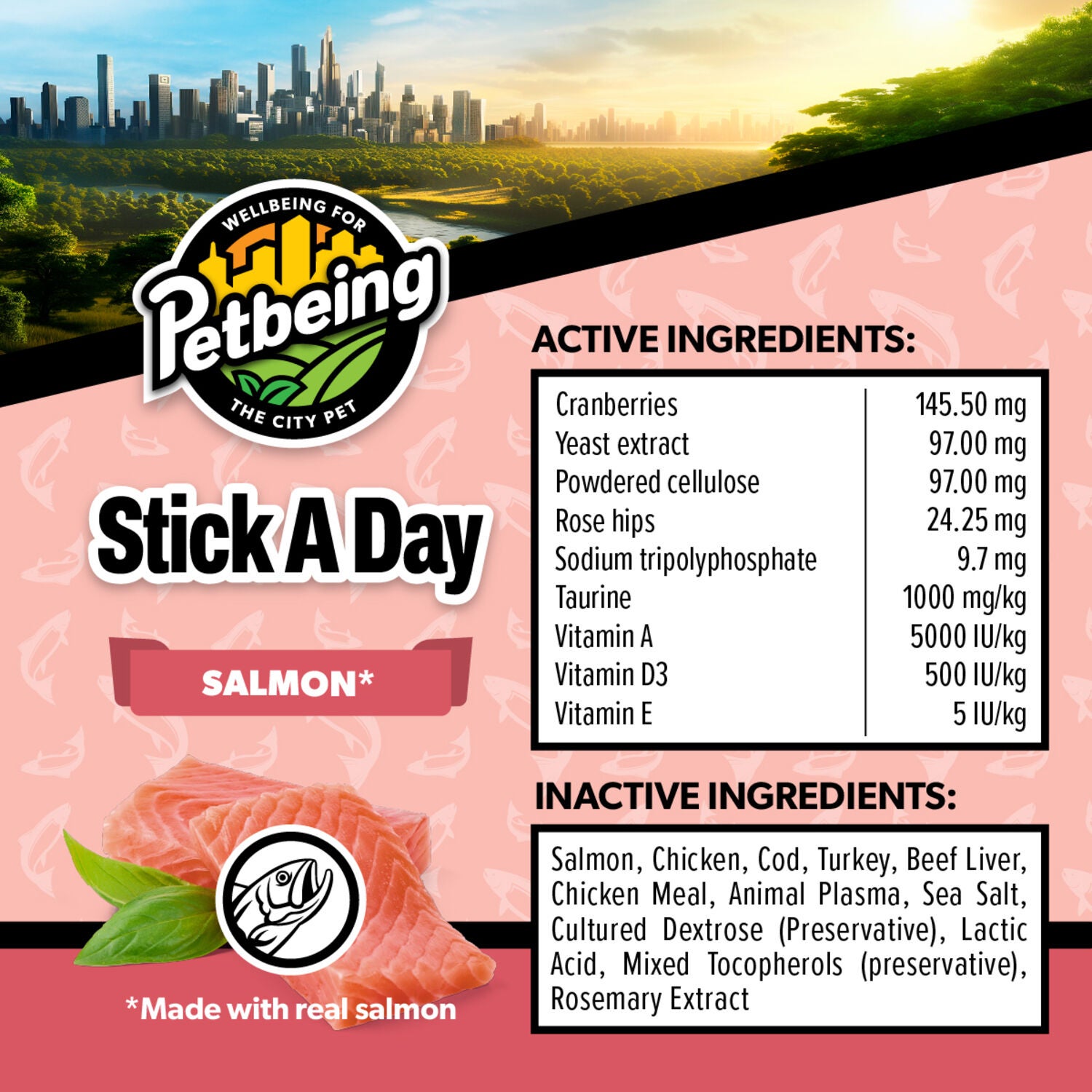 Petbeing Stick A Day 7-In-1 Daily Salmon Chew Supplement For Cats, 7 Count