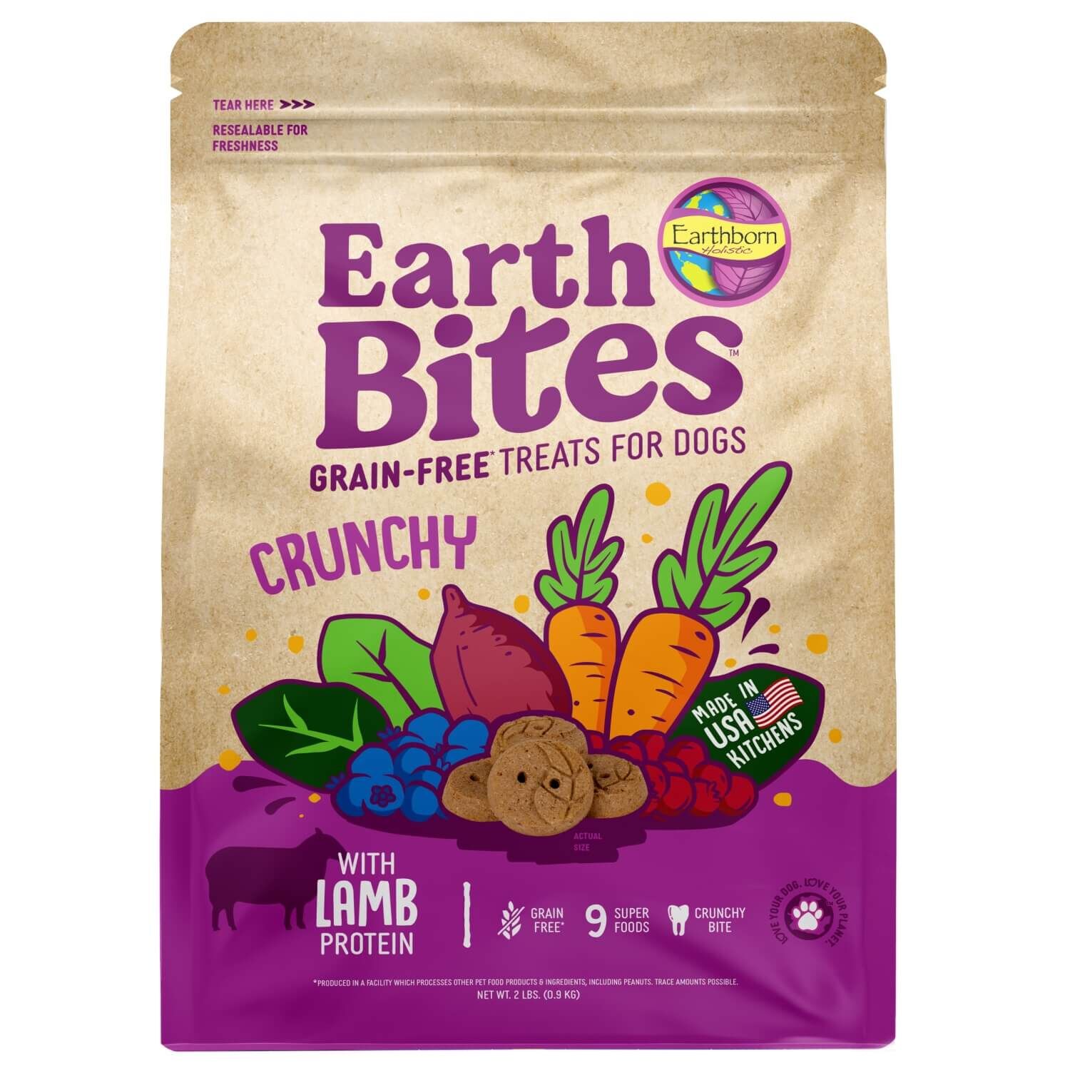 Earthborn Holistic Earthbites Lamb Grain-Free Crunchy Dog Treats, 2-Lb