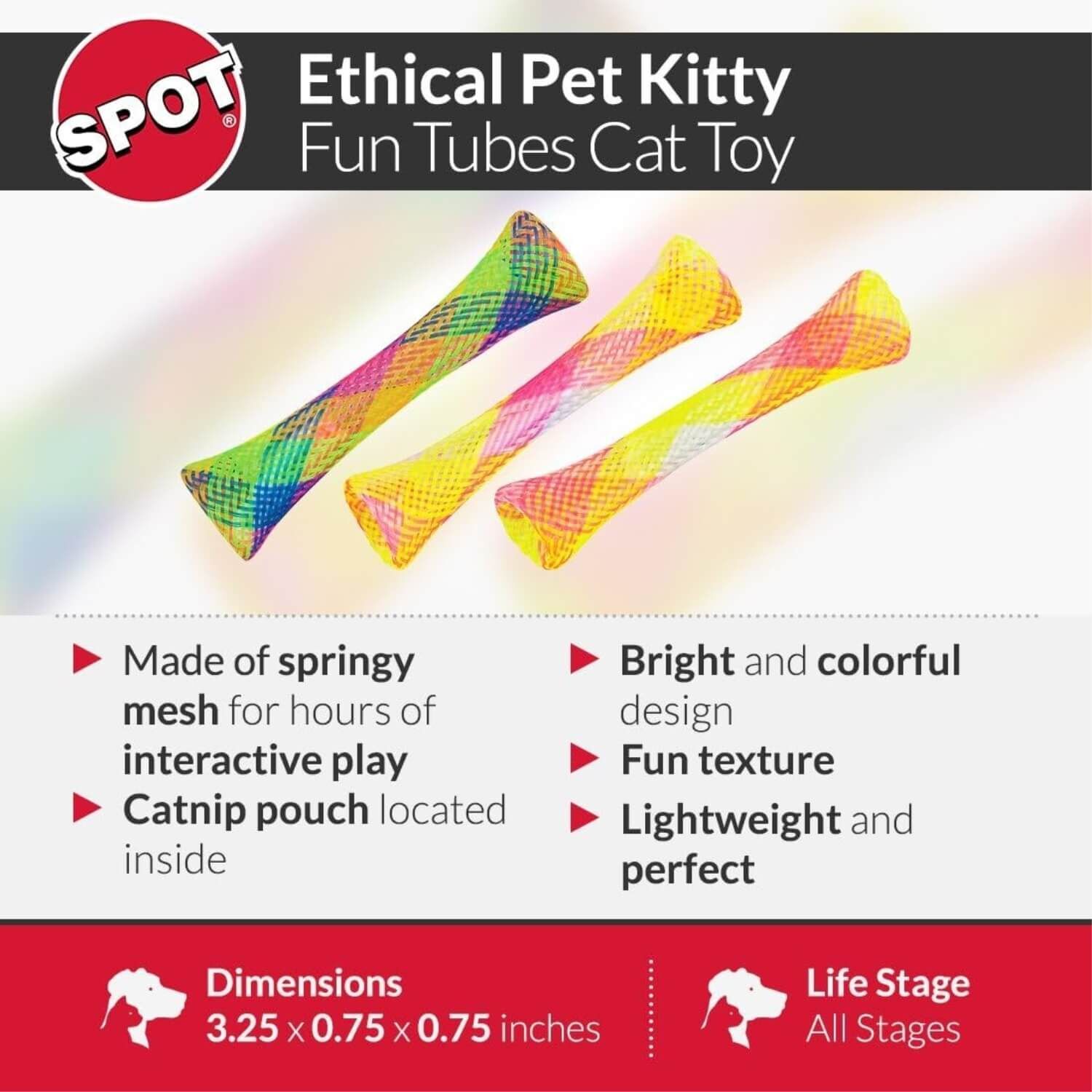Spot Kitty Fun Tubes Cat Toy, Assorted Colors