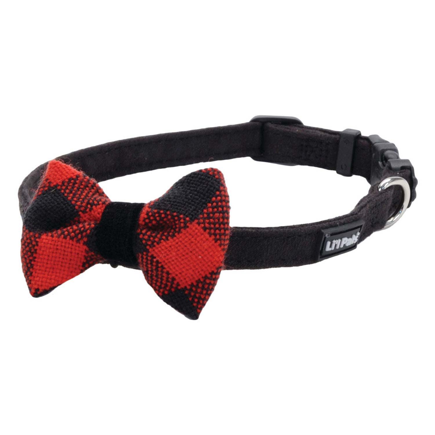 Coastal Pet Li'l Pals Microfiber Dog Collar, Black With Plaid