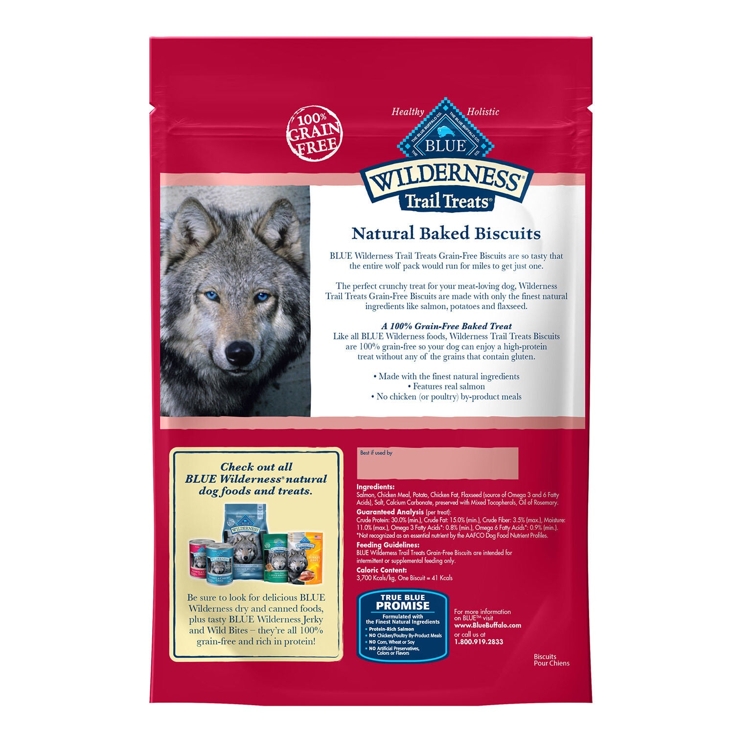 Blue Buffalo Wilderness Trail Treats Grain-Free Biscuits Salmon Recipe Dog Treats