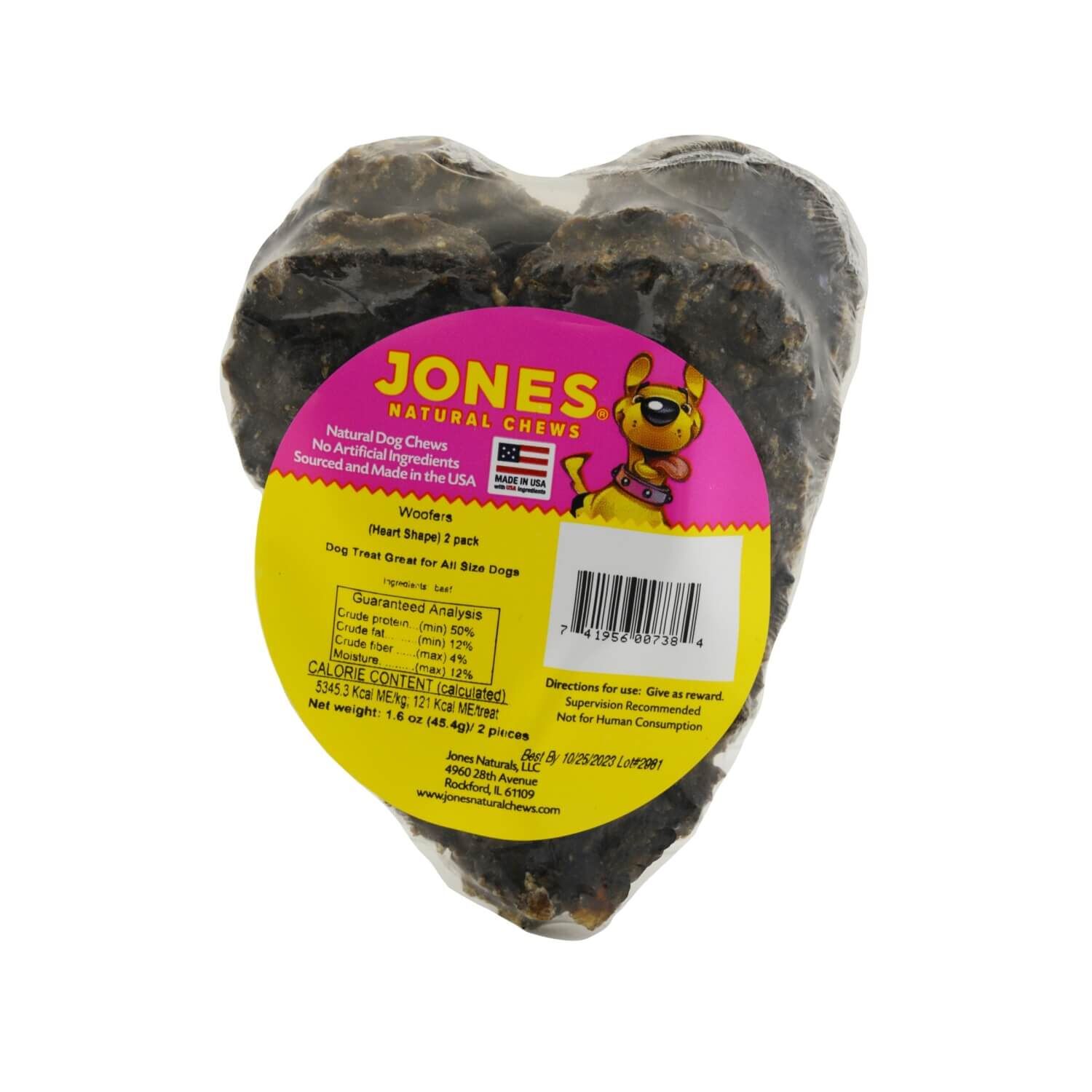 Jones Natural Chews Heart Shaped Woofers Dog Treats