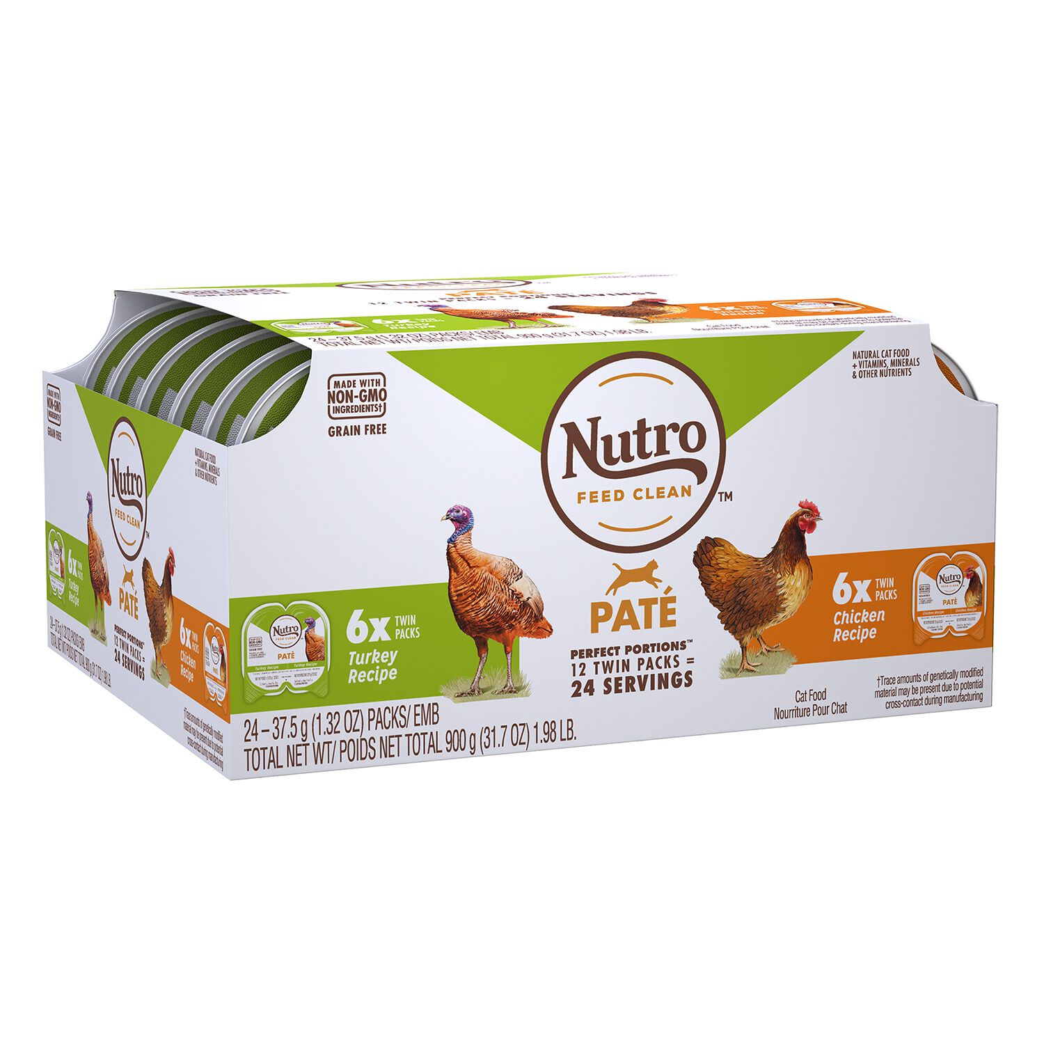 Nutro Perfect Portions Pate Adult Wet Cat Food Variety Pack, 12 Twin Packs