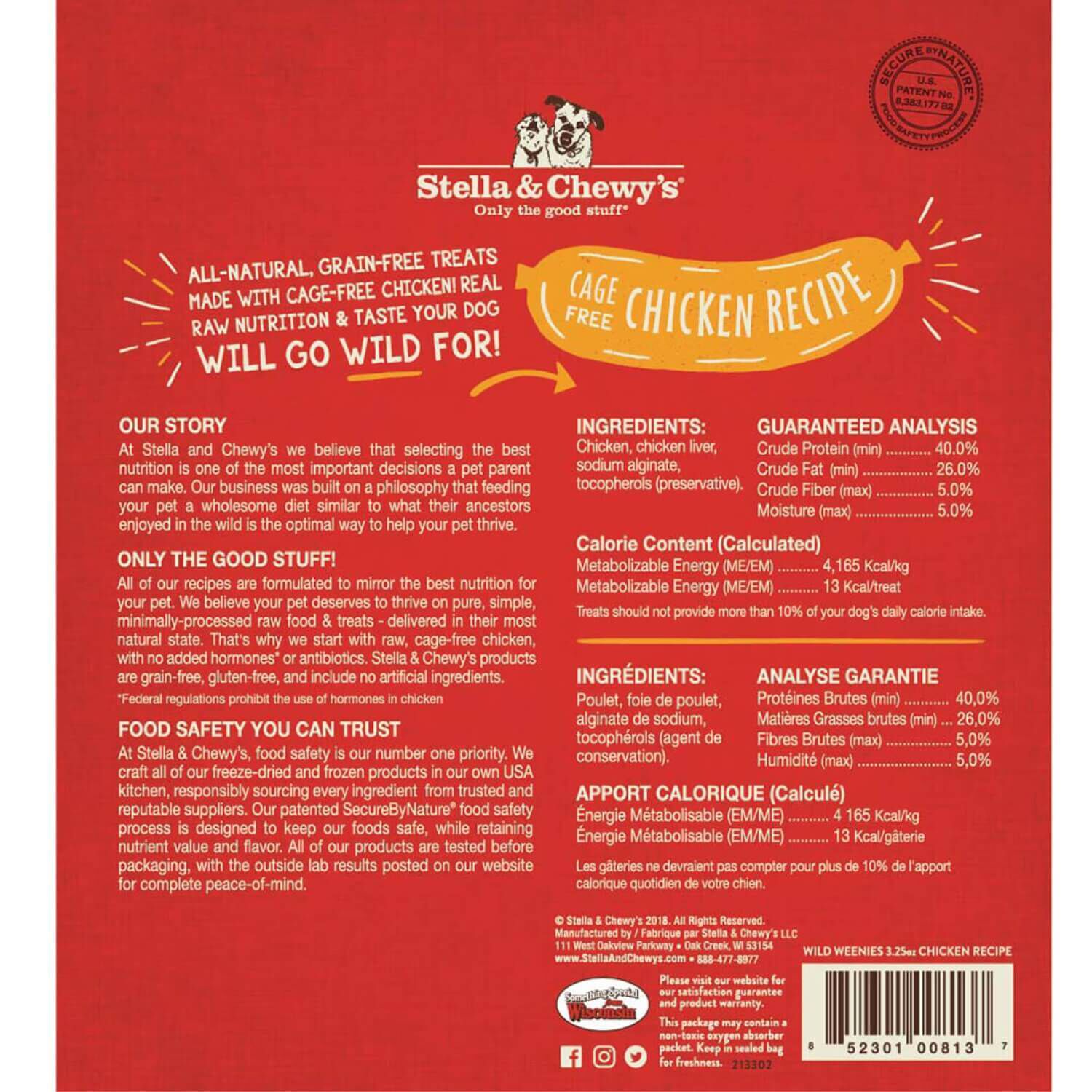 Stella & Chewy's Wild Weenies Freeze Dried Grain Free Dog Treats, Cage Free Chicken Recipe