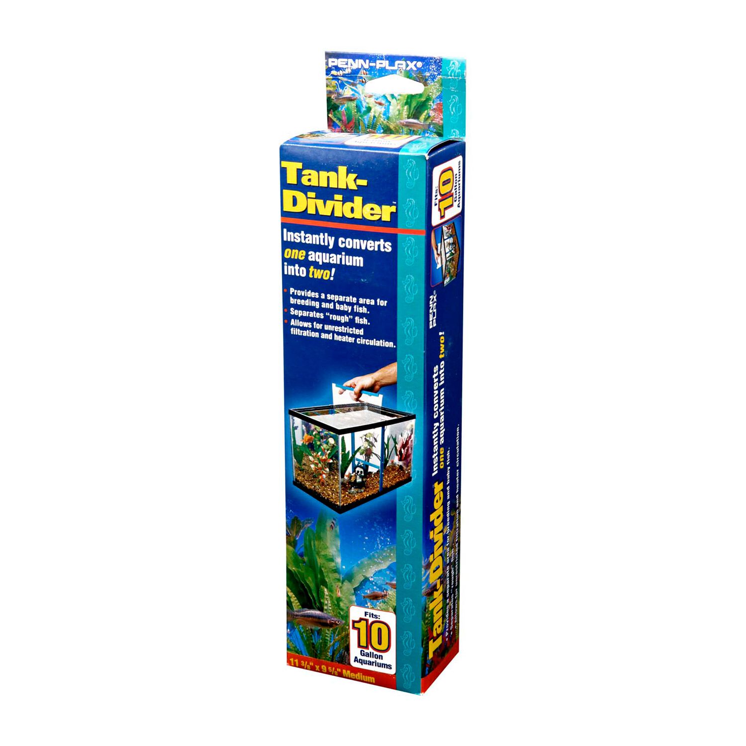 Penn-Plax Fish Aquarium Tank Divider Clear/Blue 29/59 Gallon , 11.37" X 17.5"