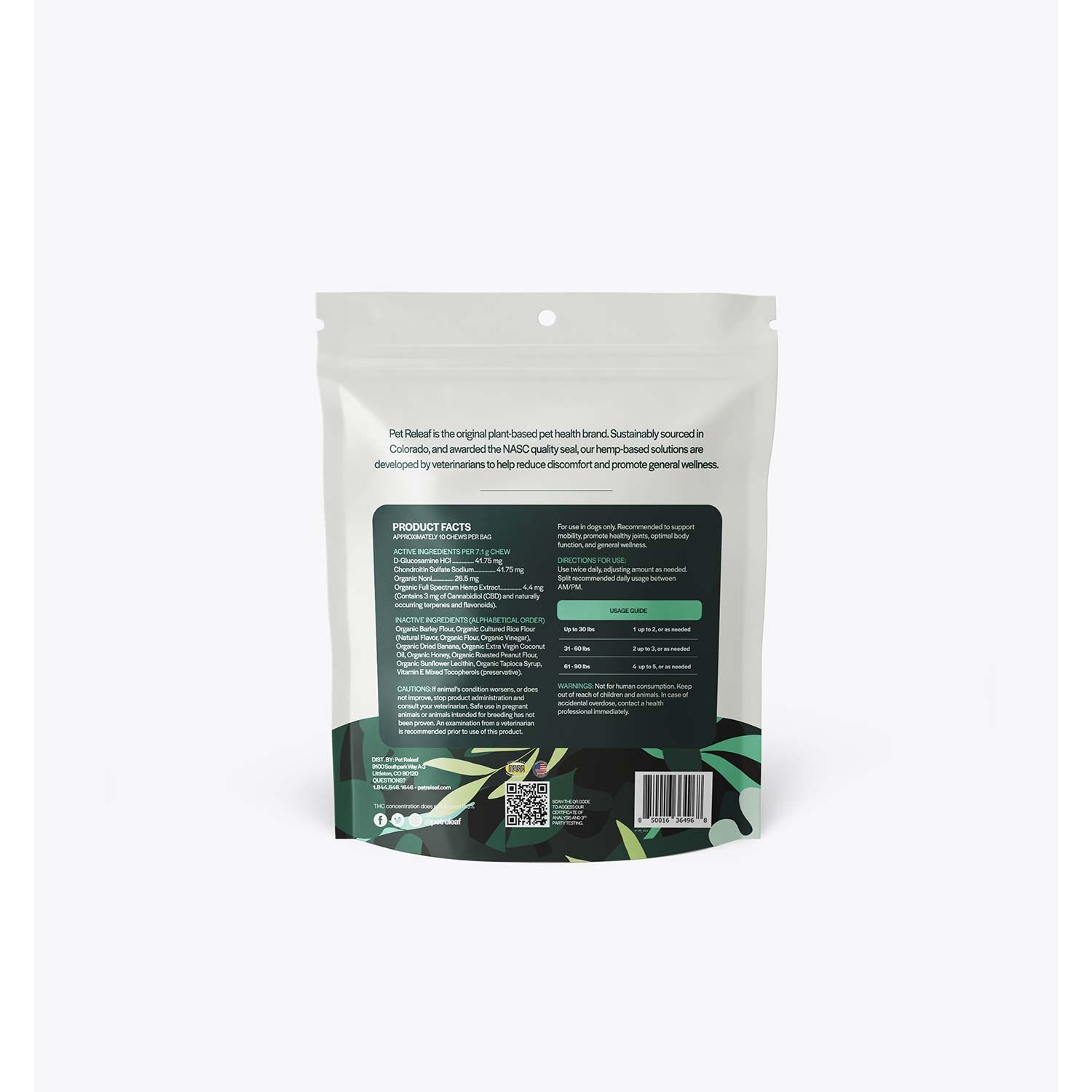 Pet Releaf Hip & Joint Releaf Cbd Edibites Dog Chews, Peanut Butter And Banana