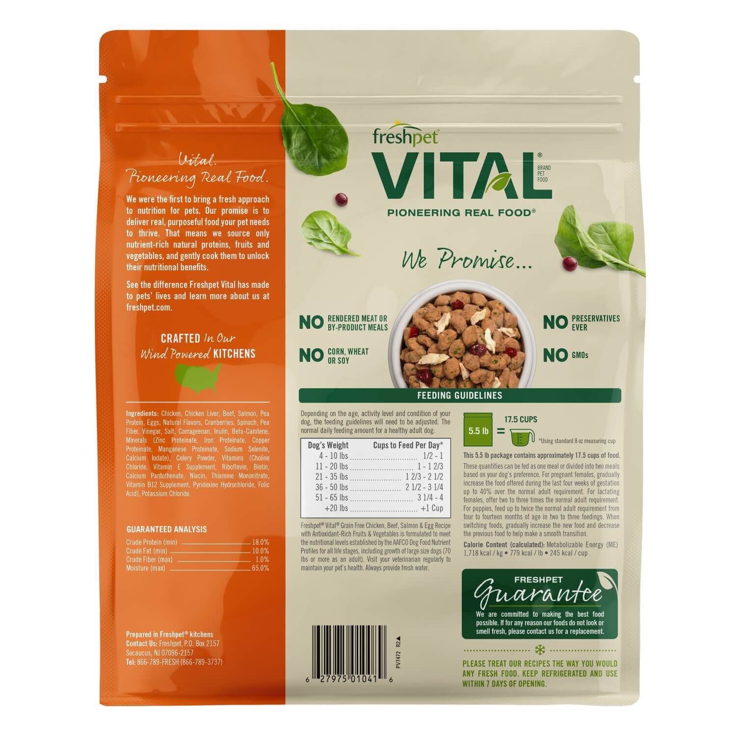 Freshpet Vital Grain Free Fresh Dog Food, Chicken, Beef, Salmon & Egg Recipe
