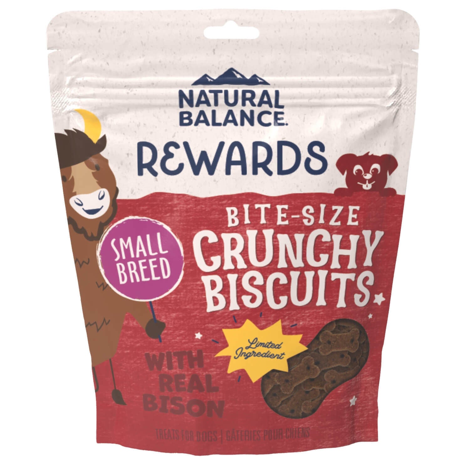 Natural Balance Rewards Limited Ingredient Grain Free Crunchy Small Breed Dog Treats, Bison