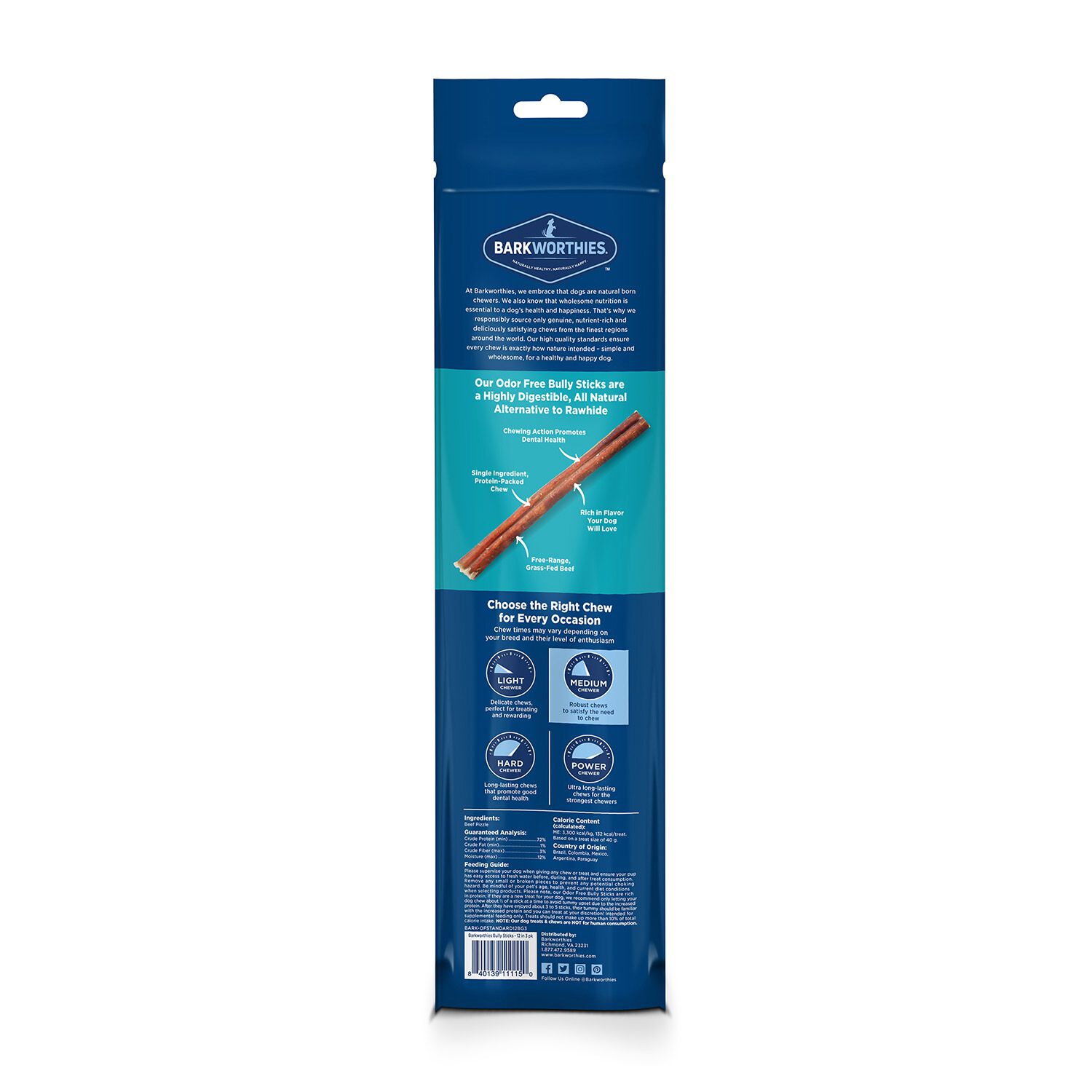 Barkworthies 12" Bully Sticks Dog Treat