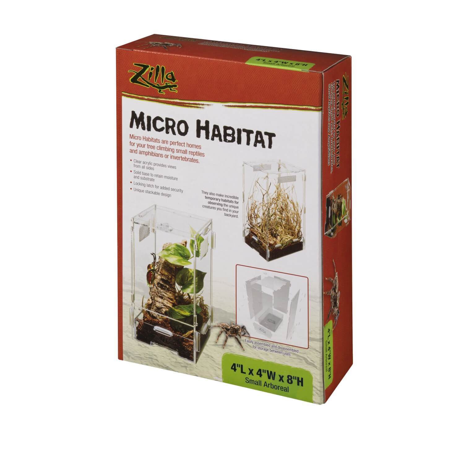 Zilla Micro Habitat Terrarium With Locking Latch, Arboreal, Small