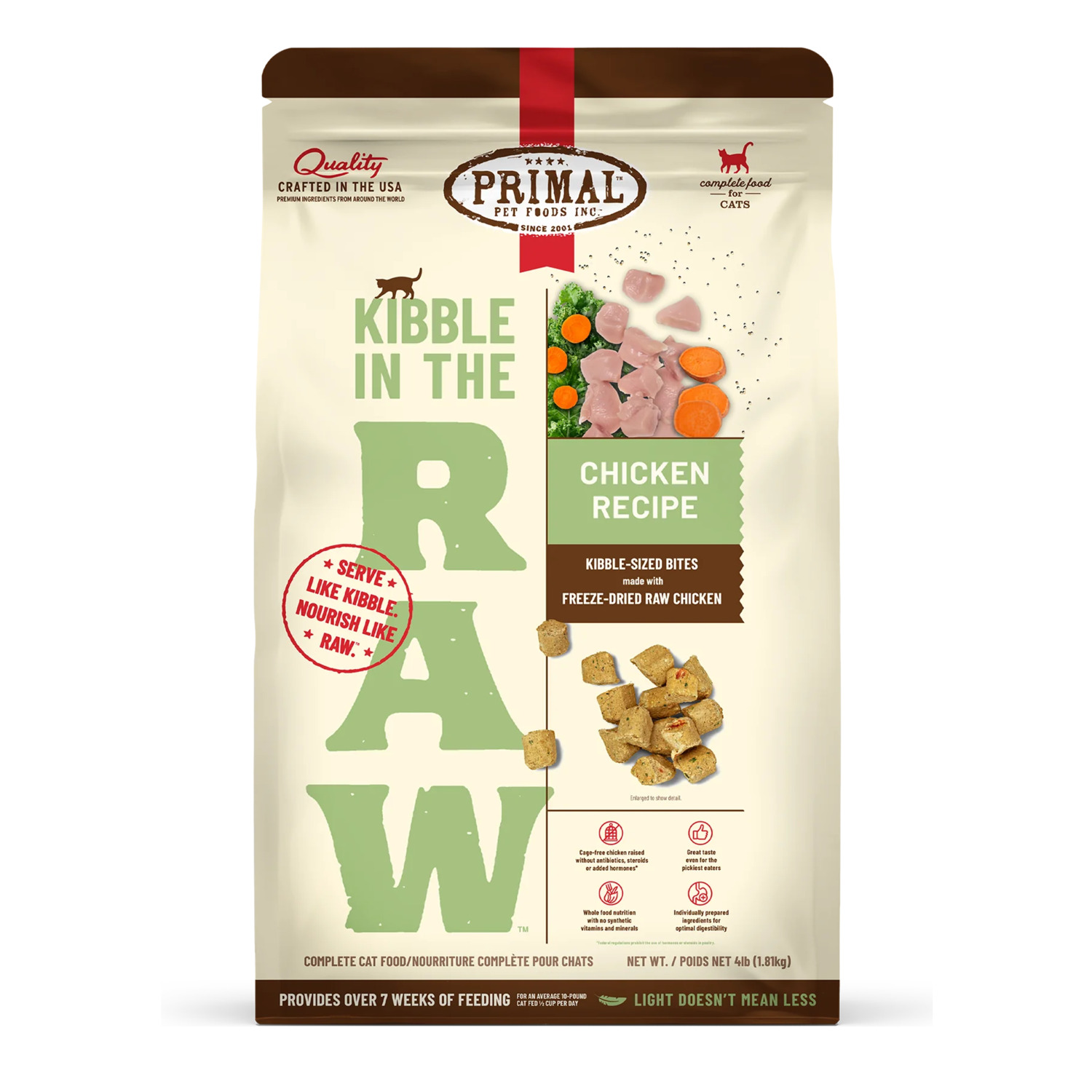 Primal Kibble In The Raw Chicken Recipe Freeze-Dried Raw Cat Food, 4Lb