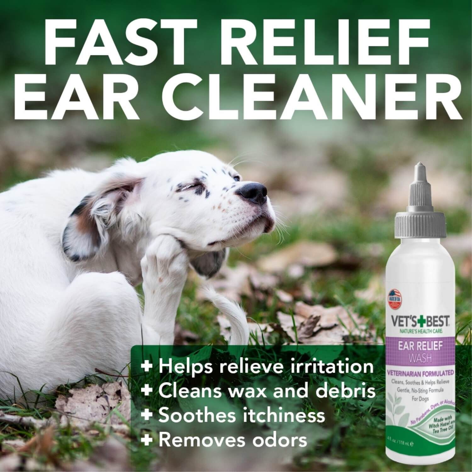 Vet's Best Multi Symptom Dog Ear Wash & Dry Cleaning Kit