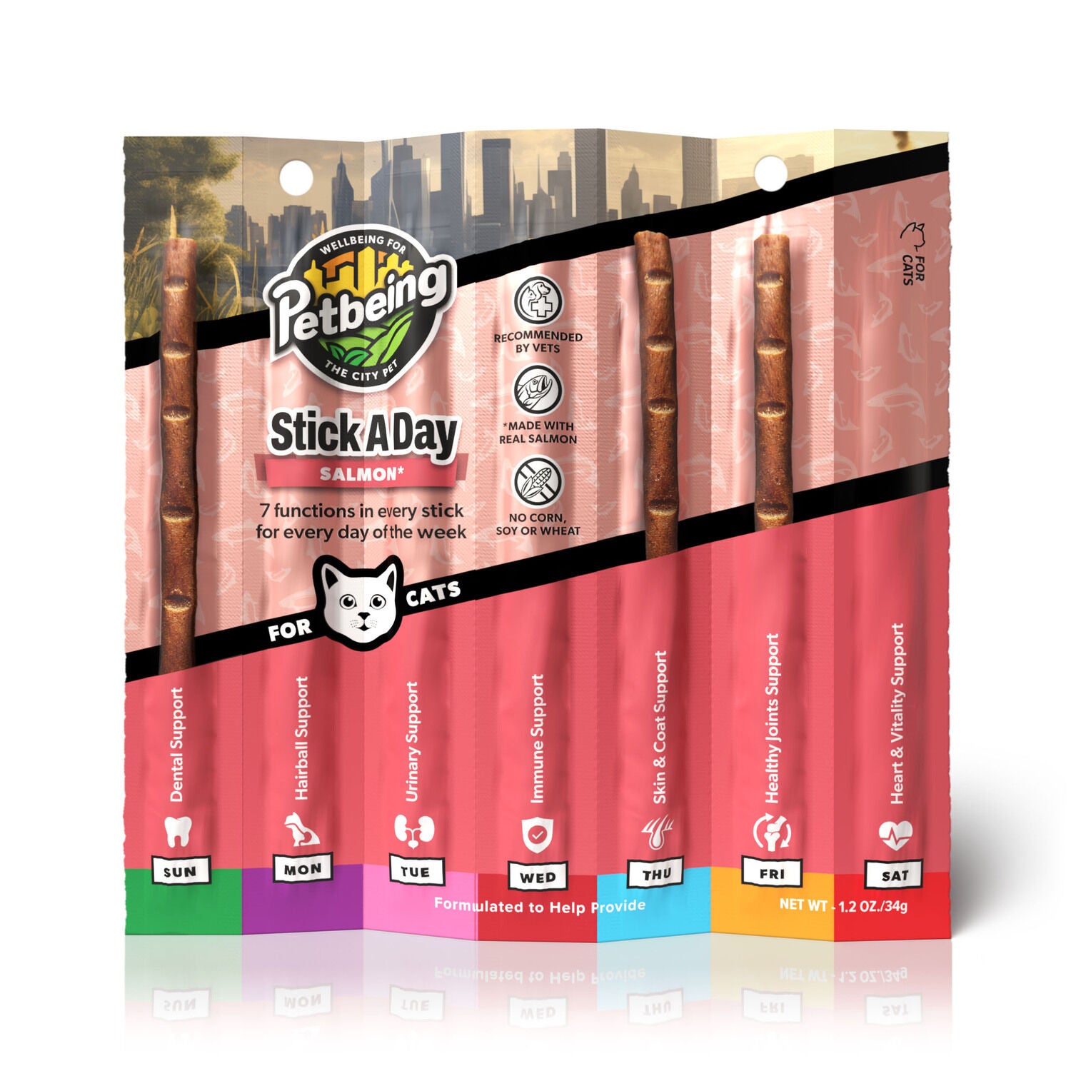 Petbeing Stick A Day 7-In-1 Daily Salmon Chew Supplement For Cats, 7 Count