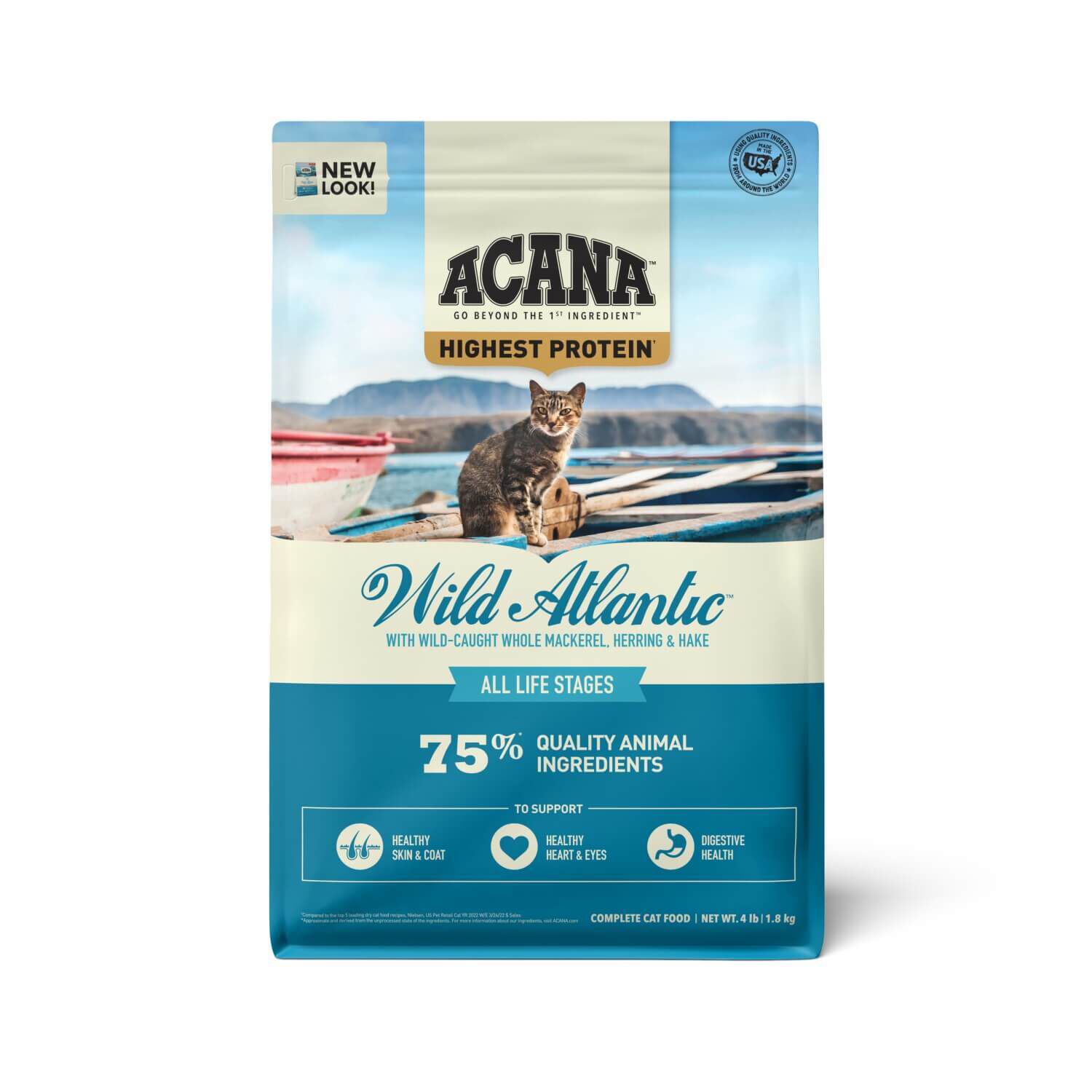 Acana&reg; Grain-Free Dry Cat Food, Wild Atlantic, Saltwater Fish With Freeze-Dried Liver, 4-Lb Bag