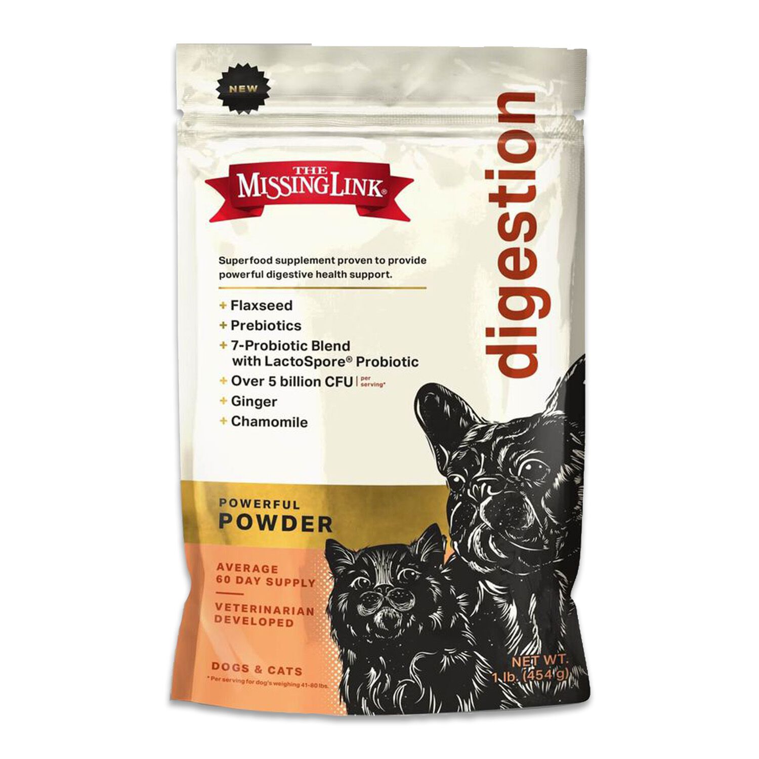 The Missing Link Superfood Powders Digestion Supplement For Dogs And Cats, 1 Lb Bag