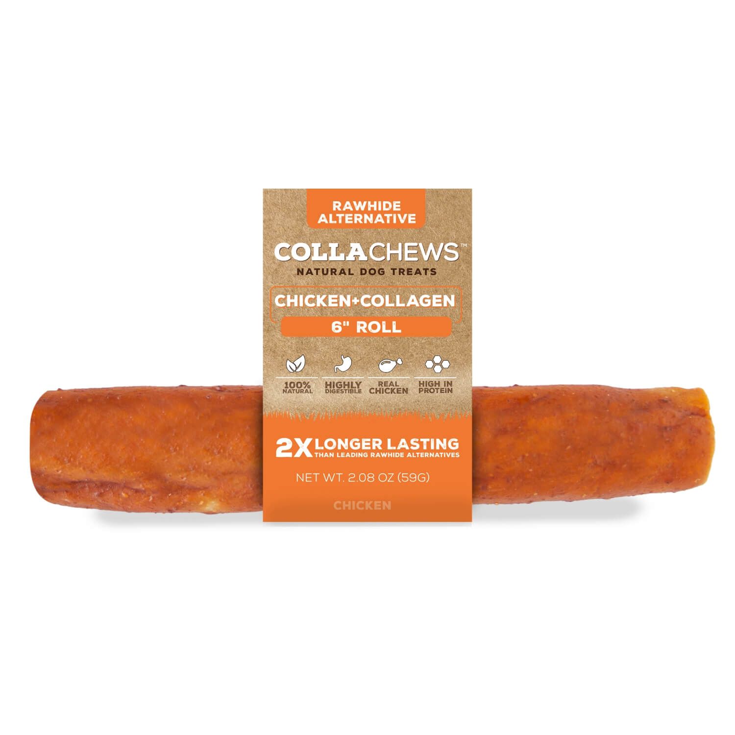 Collachews 6" Collagen Roll Chicken Flavor Dog Treats