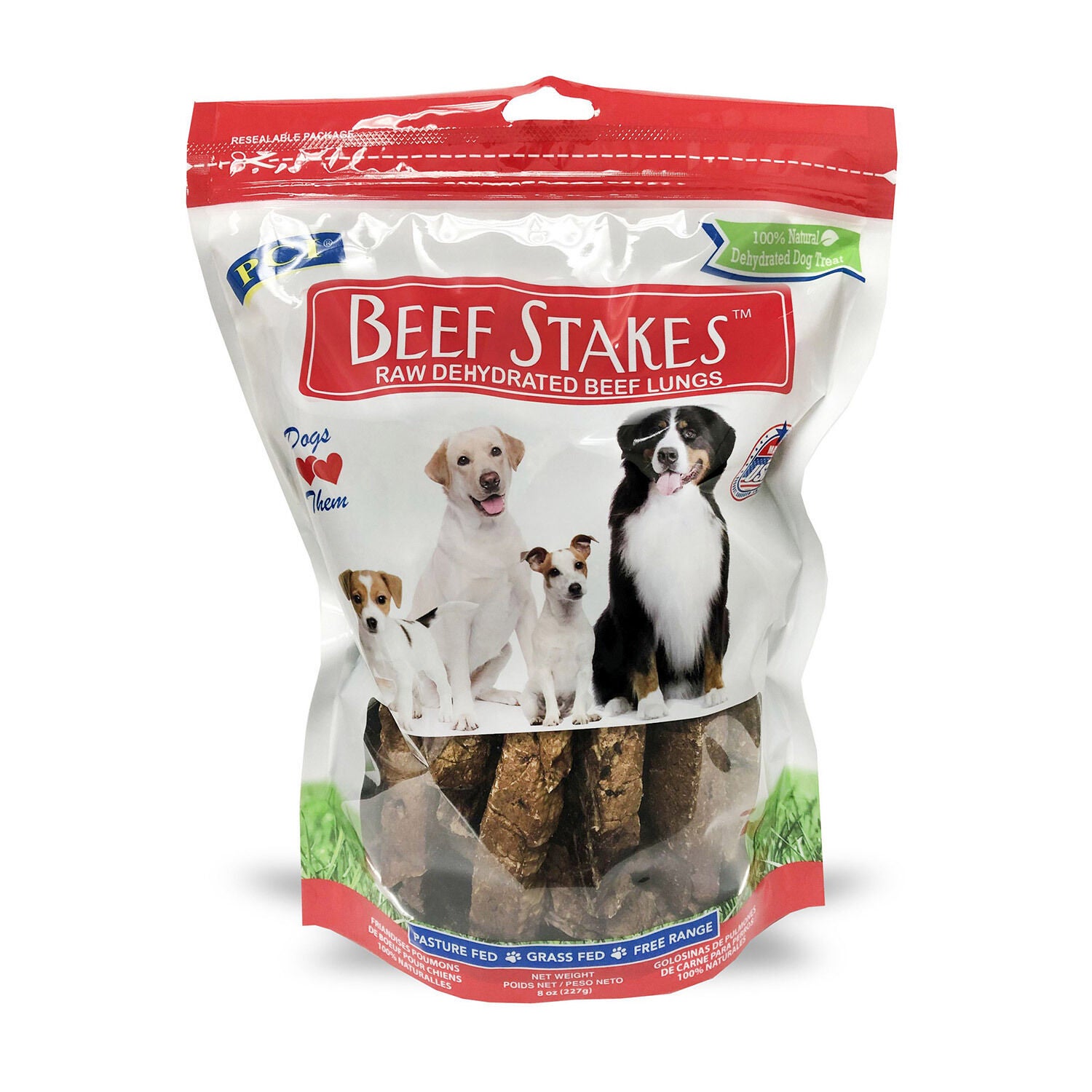 Pet Center Beef Stakes Raw Dehydrated Beef Lungs Dog Treat