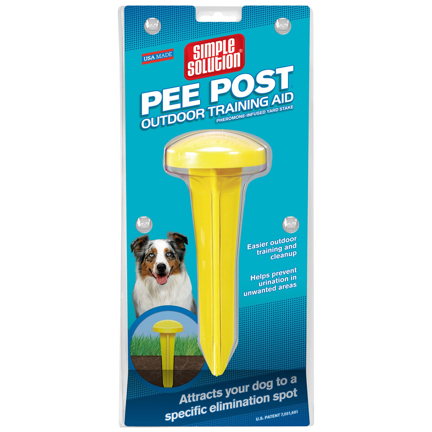 Simple Solution Pee Post Yard Stake Dog Potty Training Tool, Yellow, 13-In