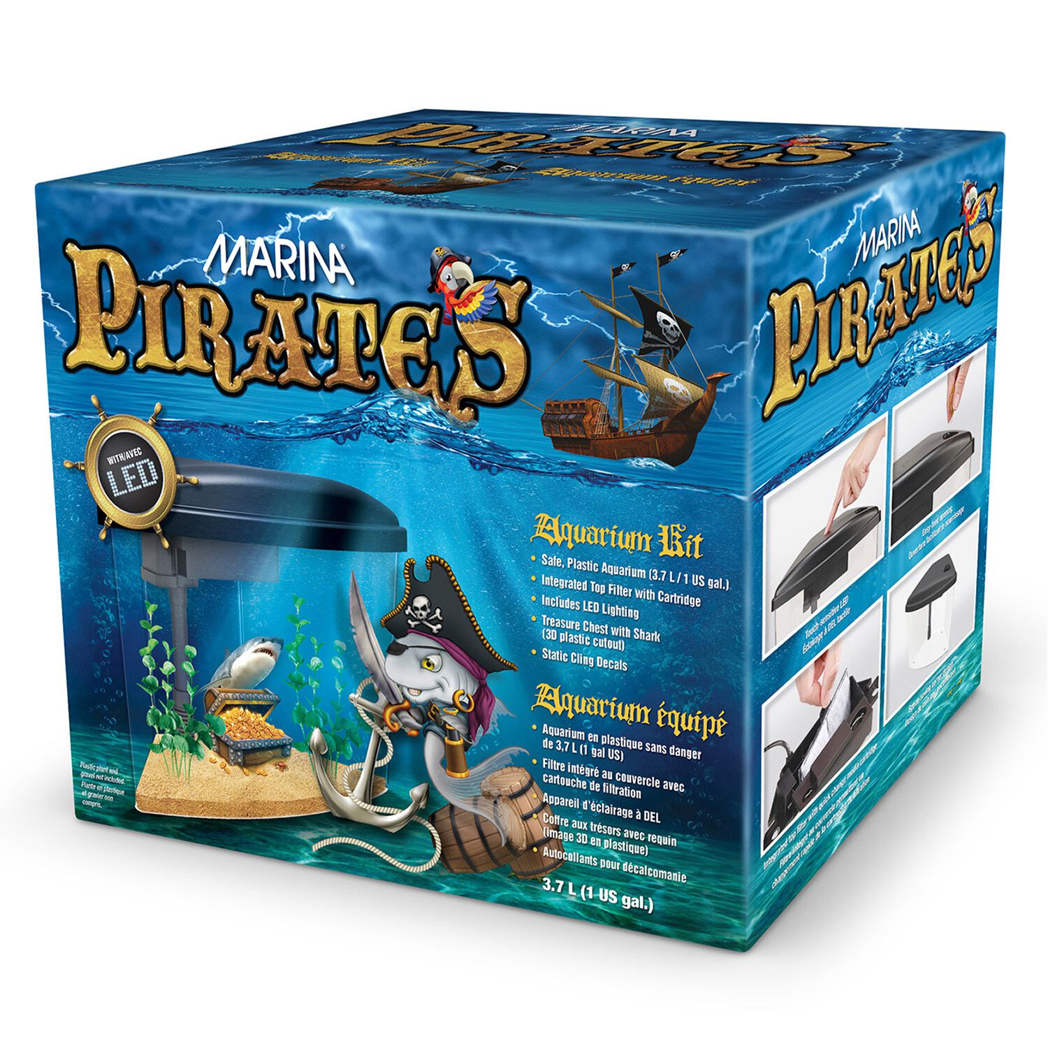 Marina Pirate Desktop Aquarium Kit 1 Gal - Black