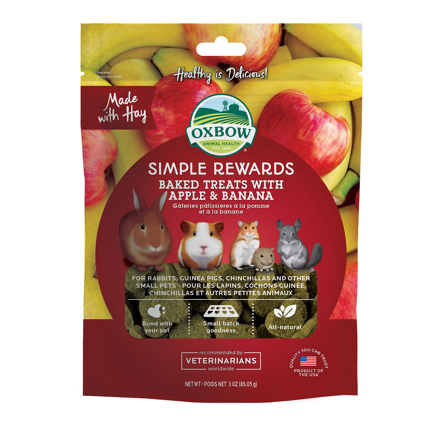 Oxbow Simple Rewards Apple & Banana Baked Small Animal Treat