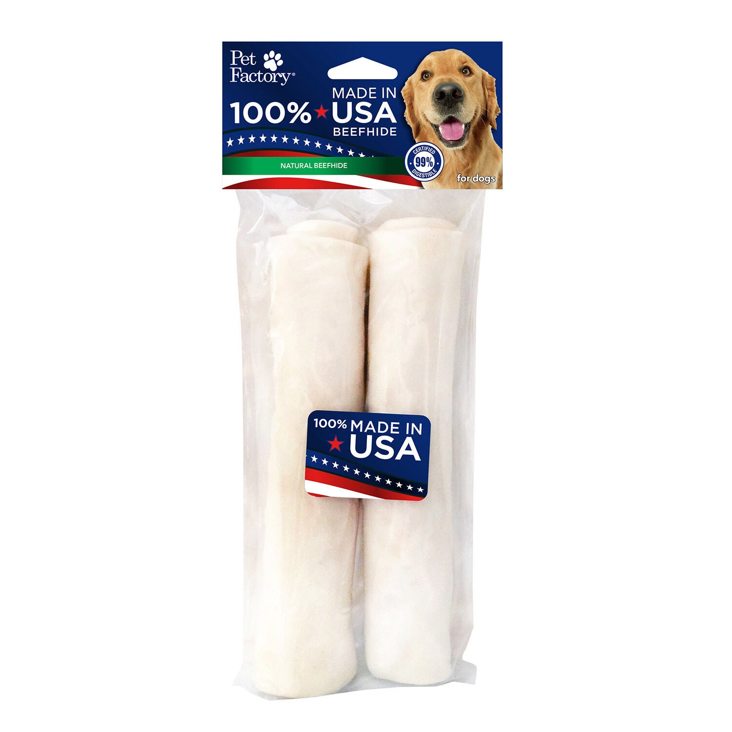Pet Factory Beefhide Roll Medium 2Pk Dog Treat