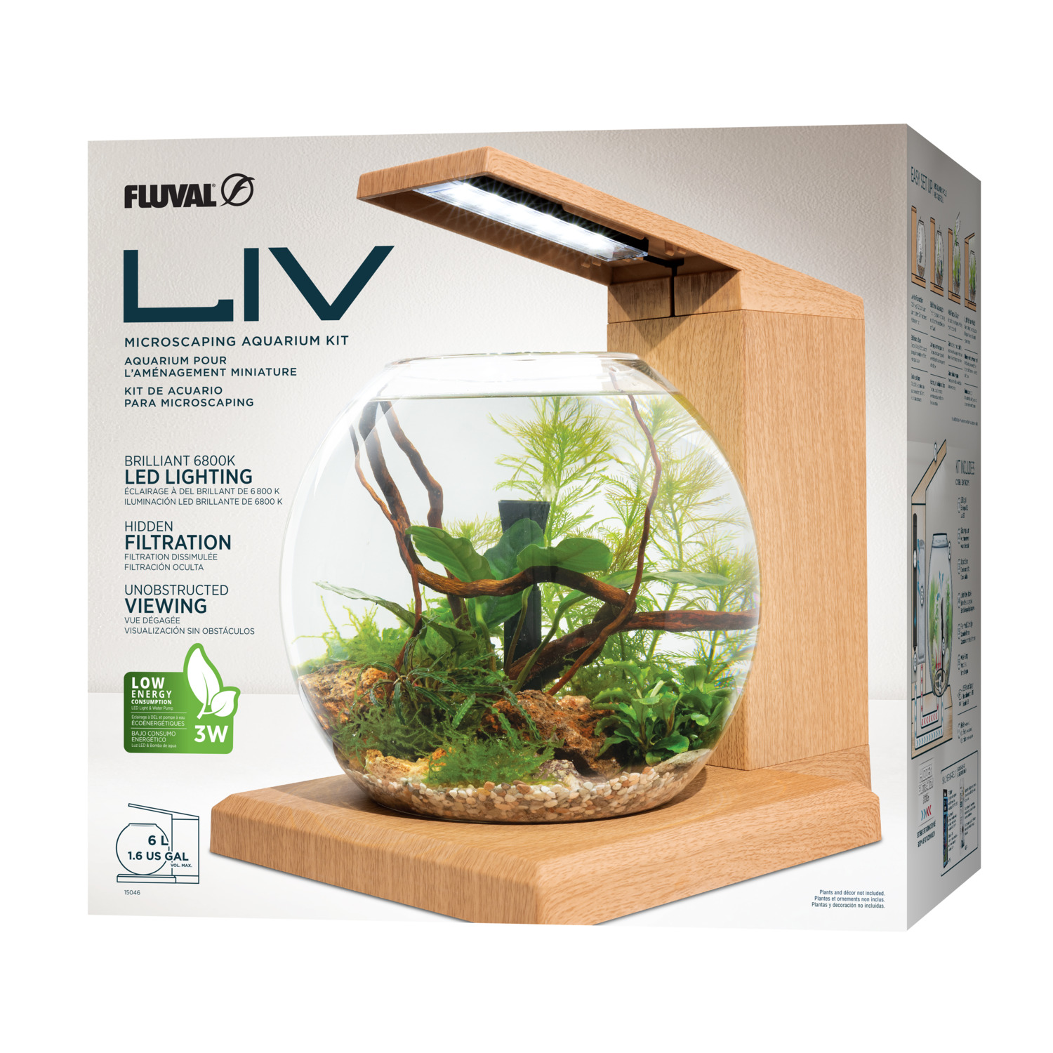 Fluval Liv Teak Microscaping Aquarium Kit, 1.6 Gallon