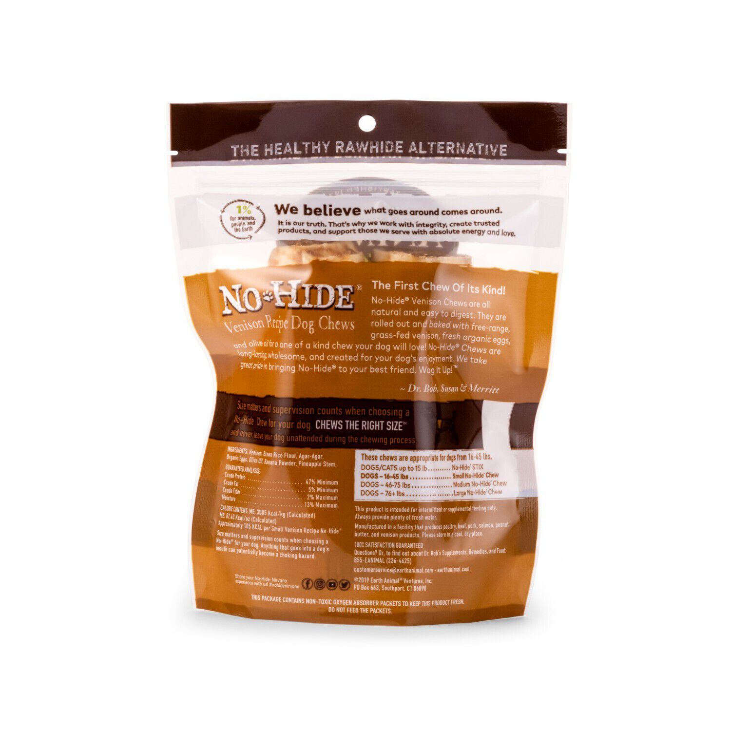 Earth Animal No-Hide Rawhide Alternative Dog Treat Chew, Venison, 2 Pack