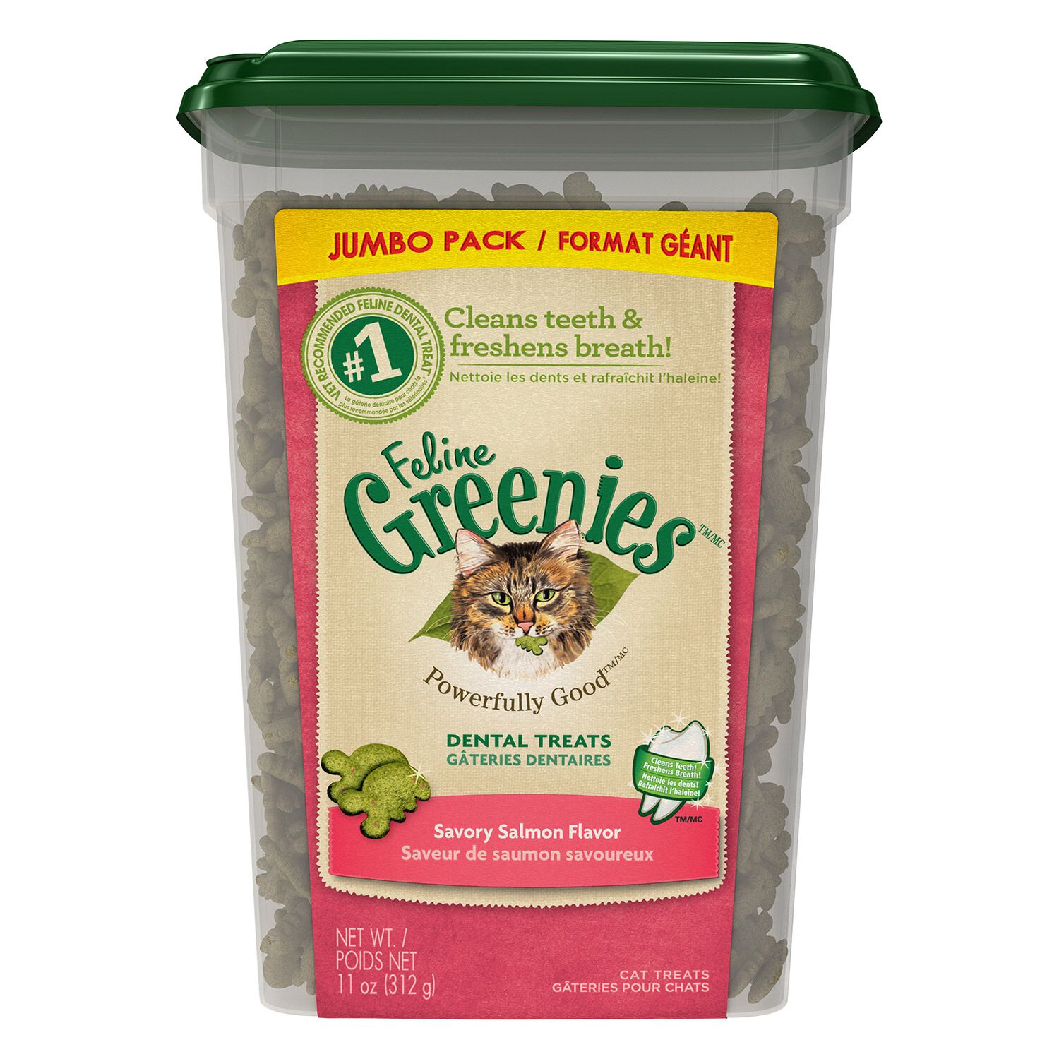 Greenies Feline Adult Cat Dental Treats, Savory Salmon, 9.75-Oz