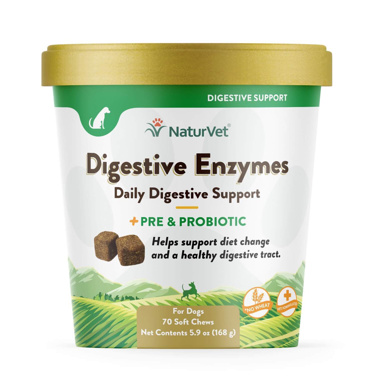 Naturvet Digestive Enzymes +Pre & Probiotic Soft Chew Supplements For Dogs