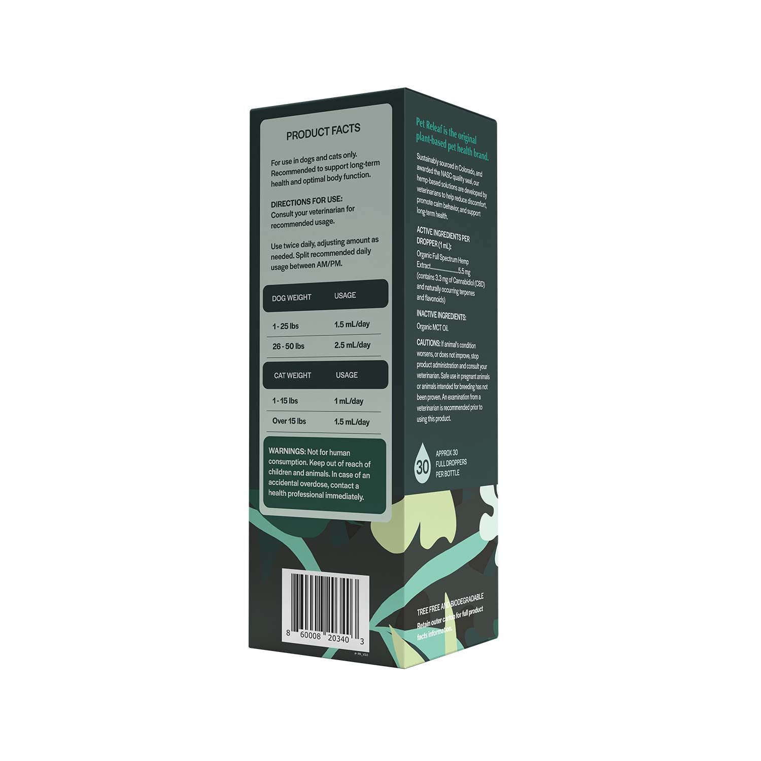 Pet Releaf Organic Daily Releaf Cbd Hemp Oil Supplement For Small Dogs & Cats