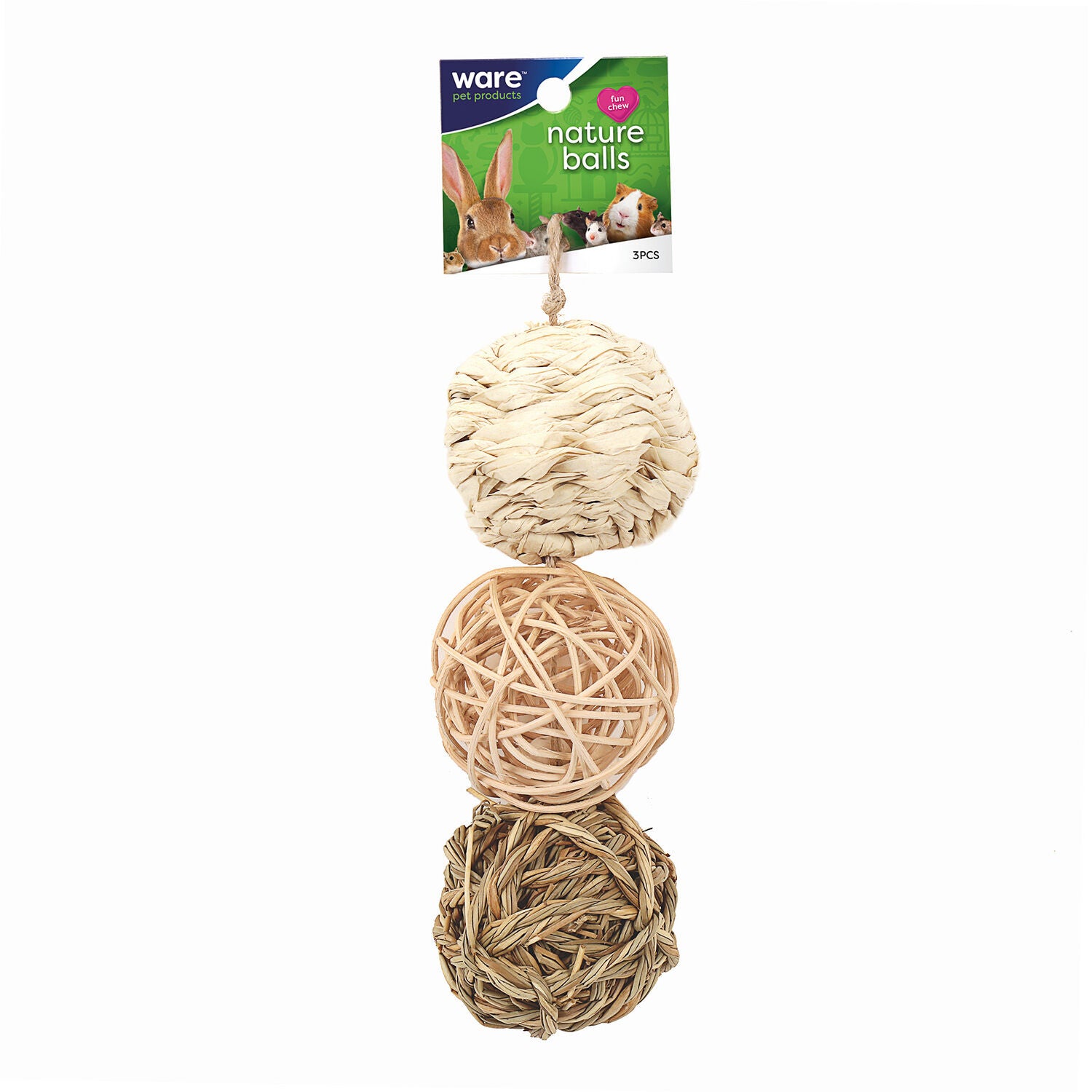 Ware Pet Products Nature Balls With Bells Small Animal Toy, 3 Pack