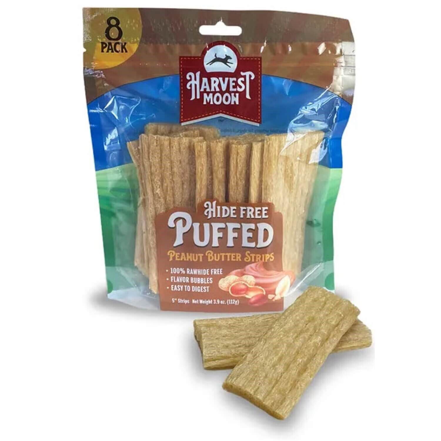 Harvest Moon Hide Free Puffed Peanut Butter Strips Dog Treats