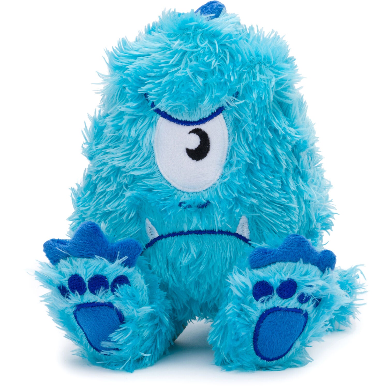 Fabdog Fluffy Blue Monster Snuggly Squeaky Dog Toy, 10.5"