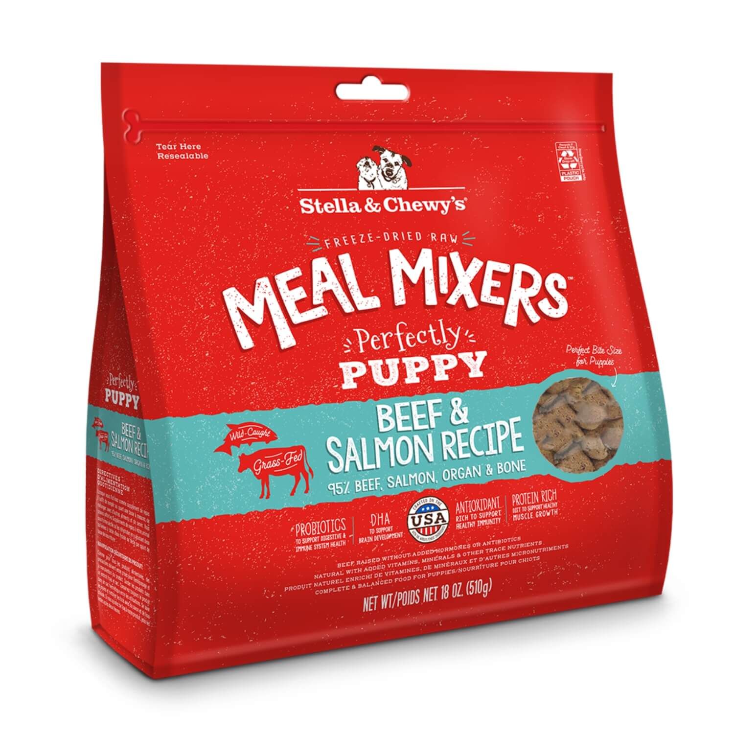 Stella & Chewy's Freeze Dried Raw Meal Mixers Perfectly Puppy Beef & Salmon Recipe Dog Food Topper