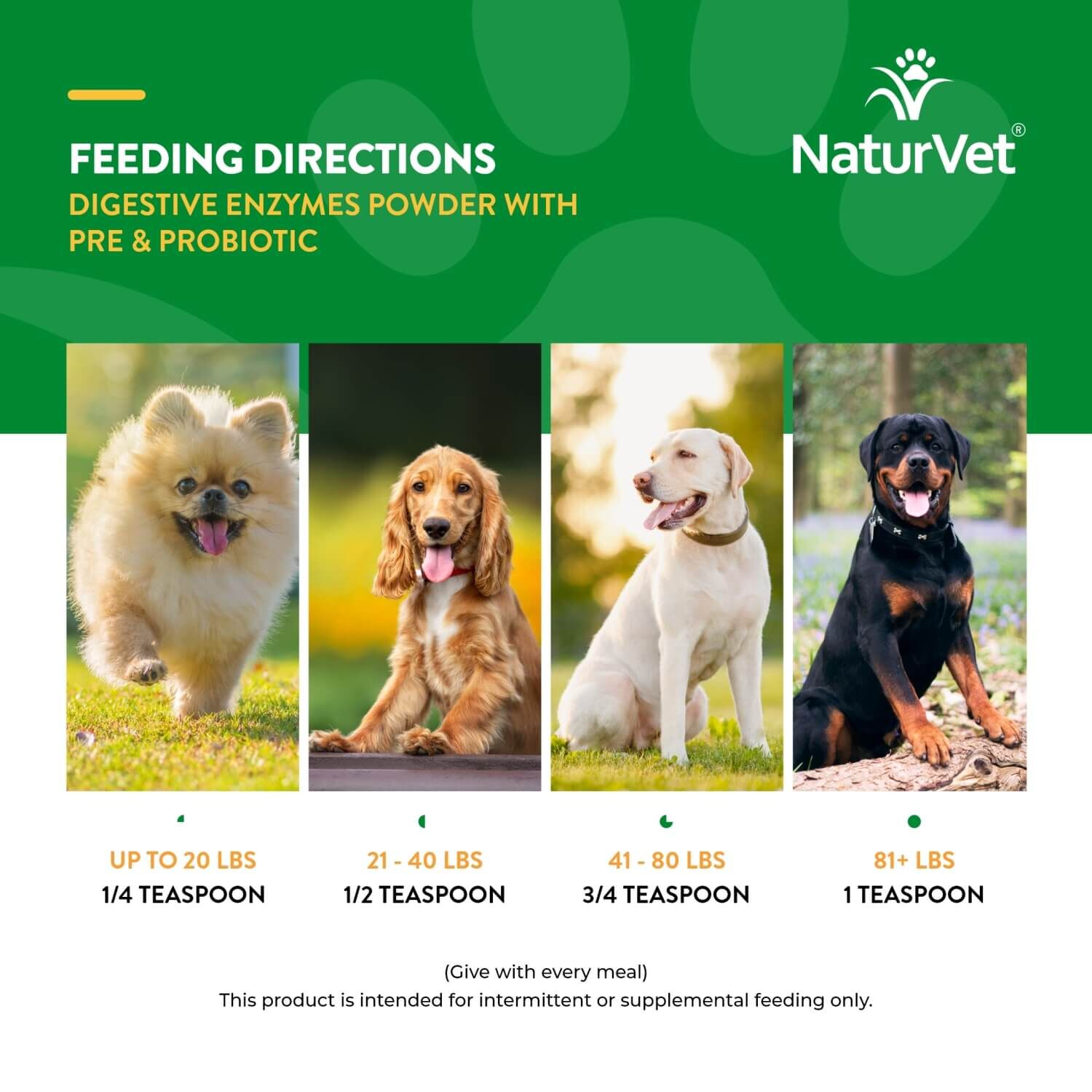 Naturvet Digestive Enzymes Plus Pre & Probiotics Powder Supplement For Dogs & Cats