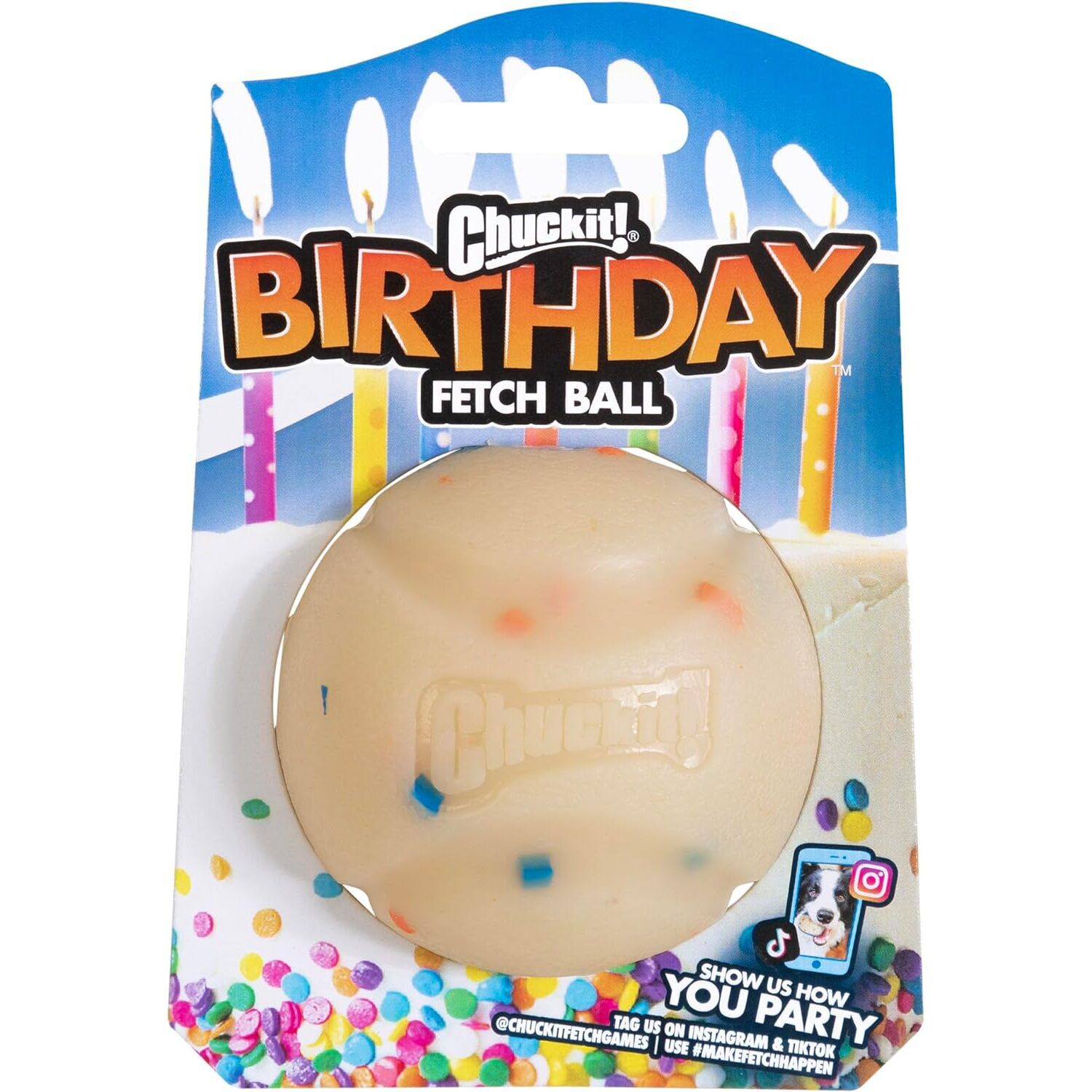 Chuckit! Birthday Fetch Ball Dog Toy, Medium, 2.5"
